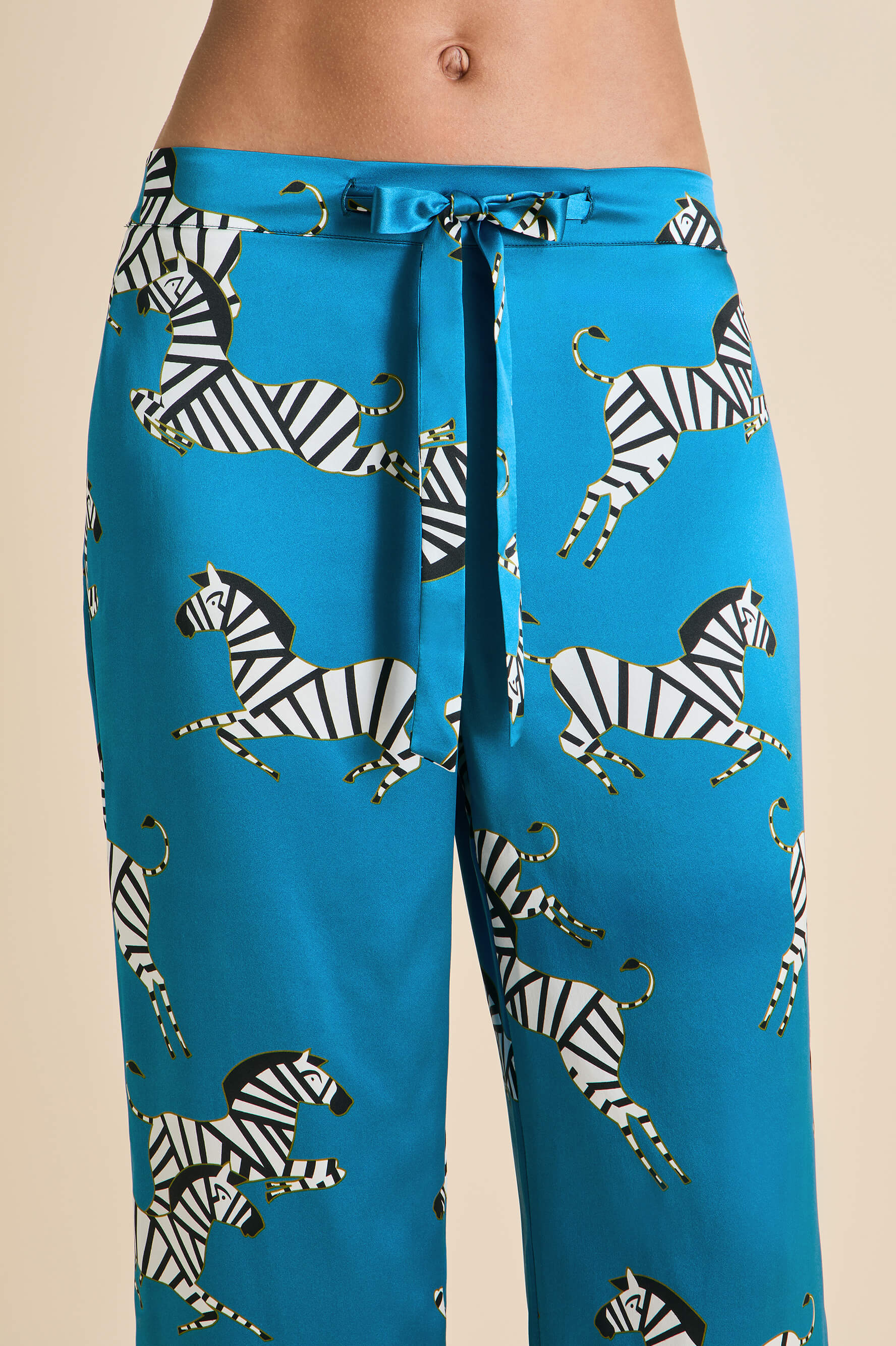 Lila Zora Blue Zebra Pyjamas in Silk Satin