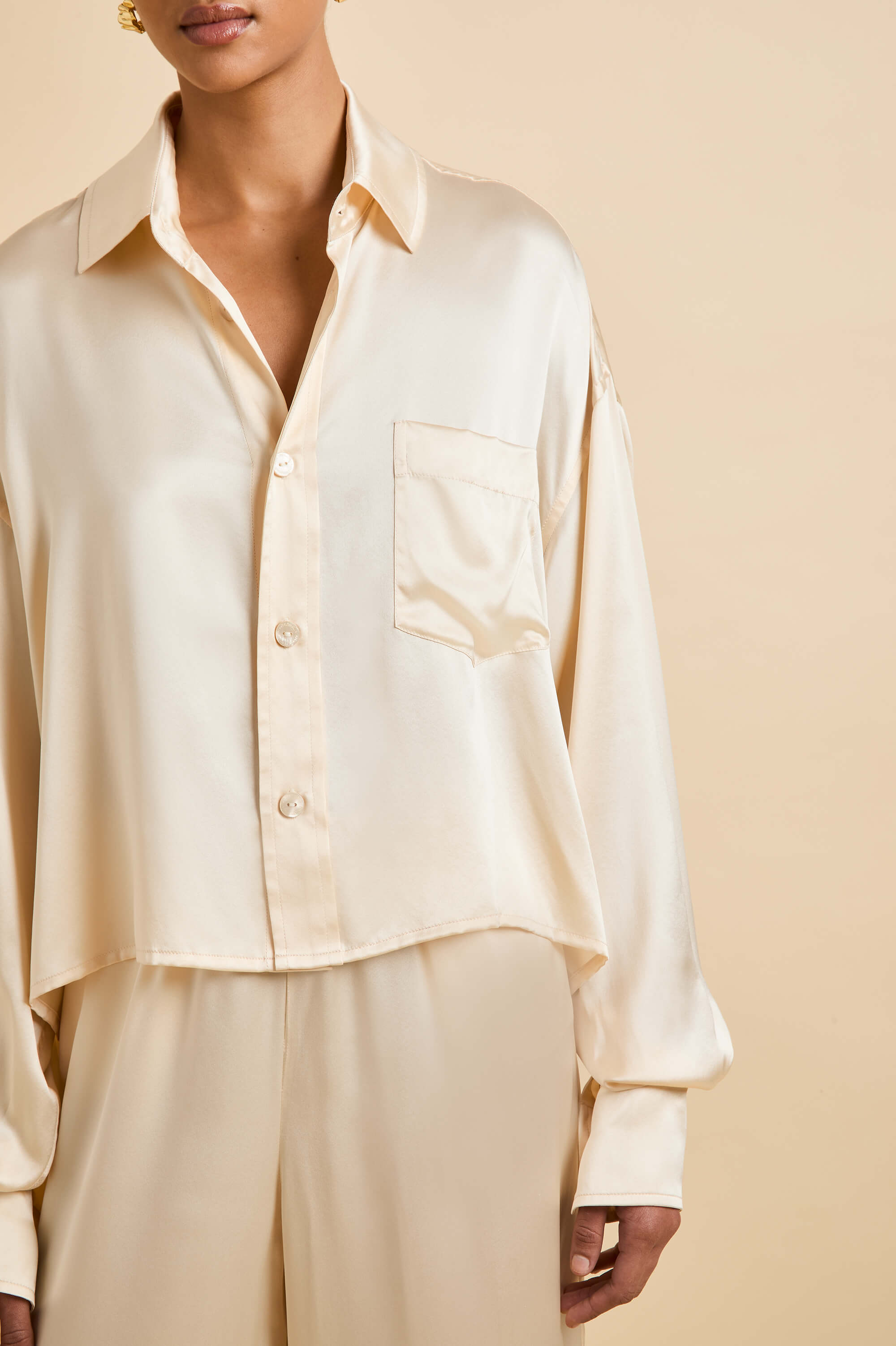 lita bone cream pyjamas in silk satin 