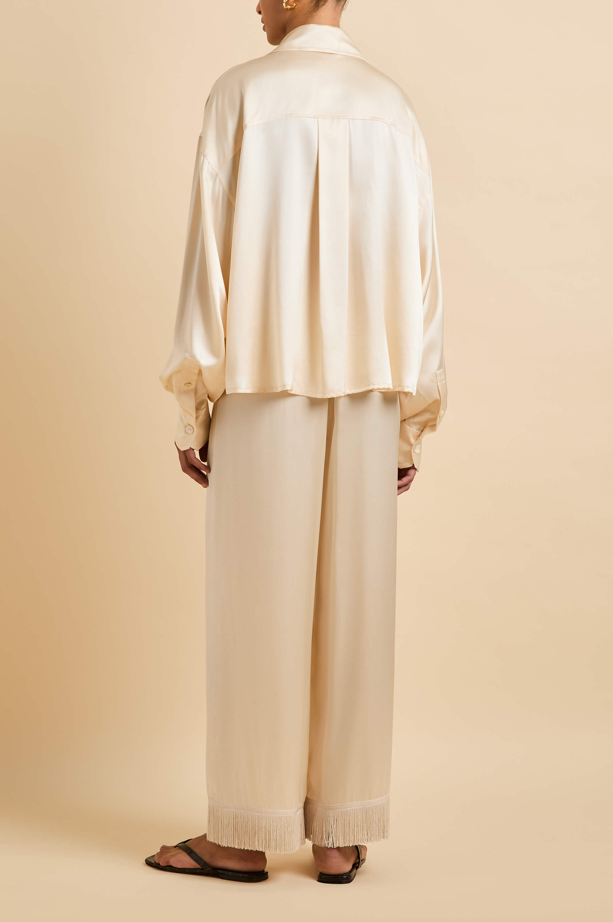 Lita Bone Cream Pyjamas in Silk Satin