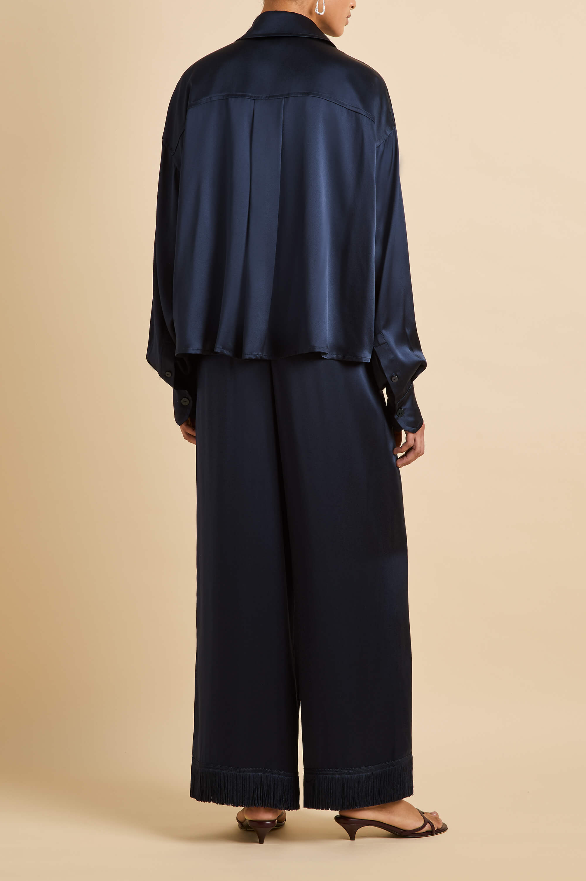 Lita Navy Pyjamas in Silk Satin