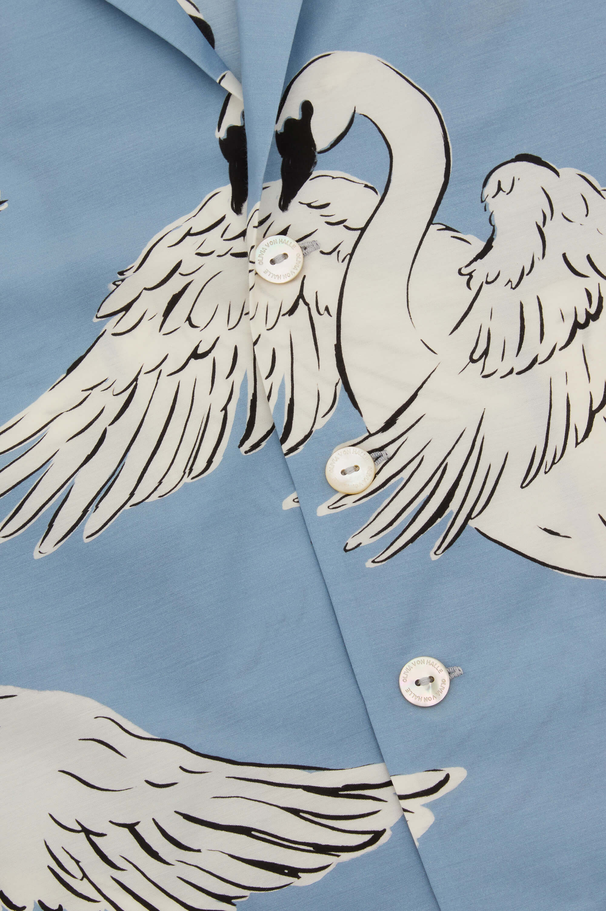 Lucia Laia Blue Swan Pajamas in Cotton-Silk