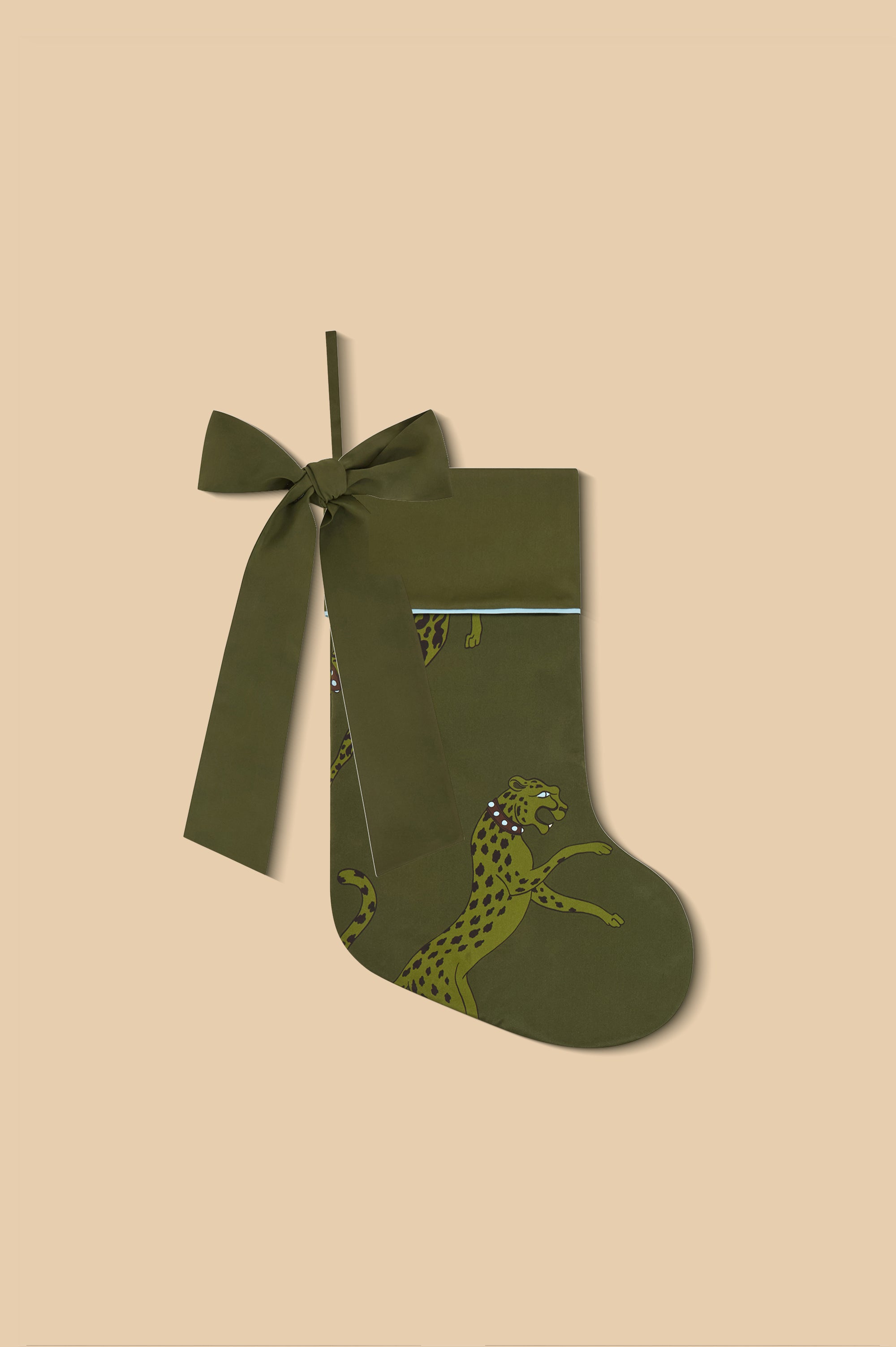 Lumiere Cosmos Green Leopard Stocking in Silk Satin