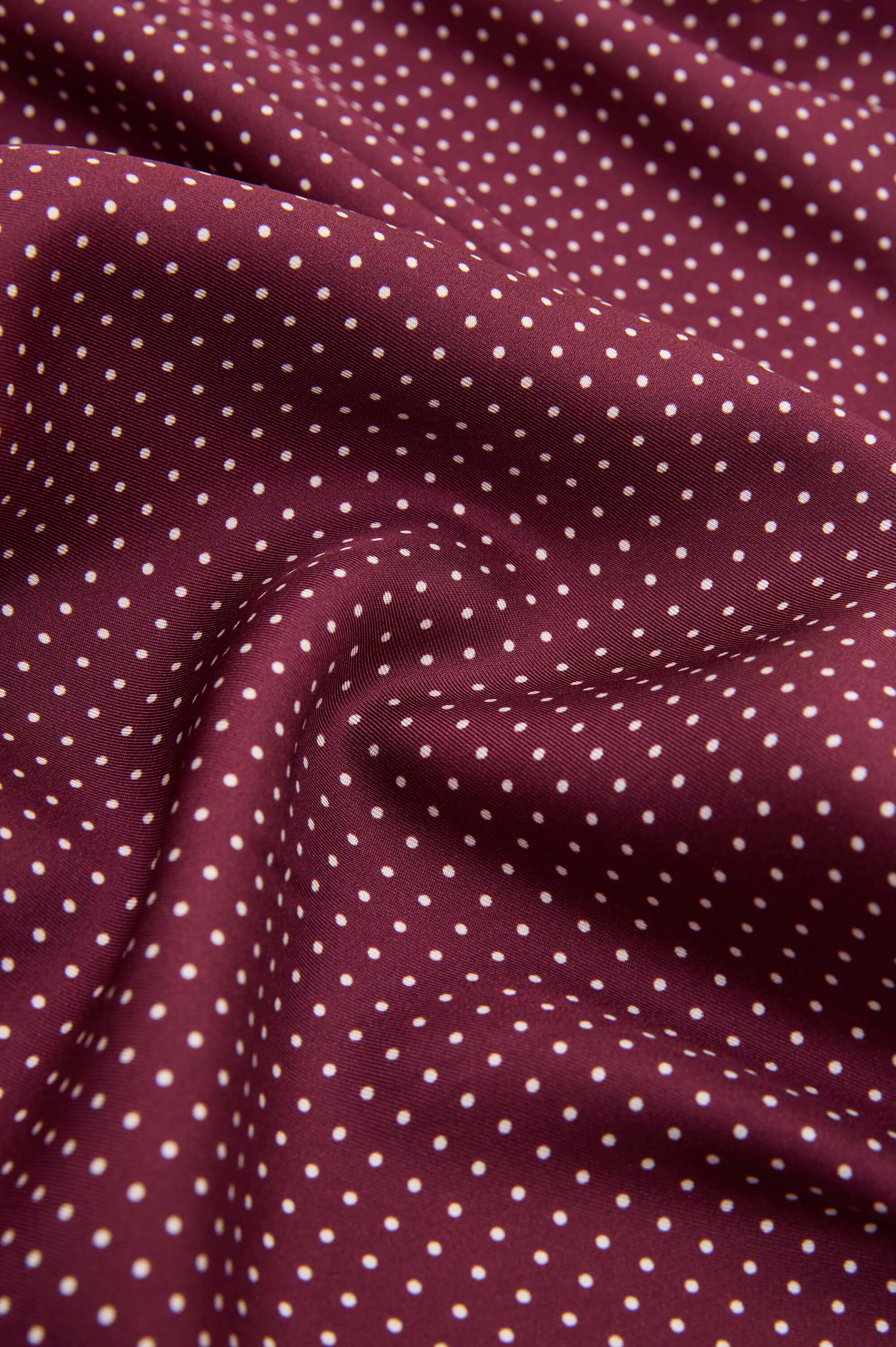 Mescal Bastien Burgundy Polka Dot Robe in Silk Twill