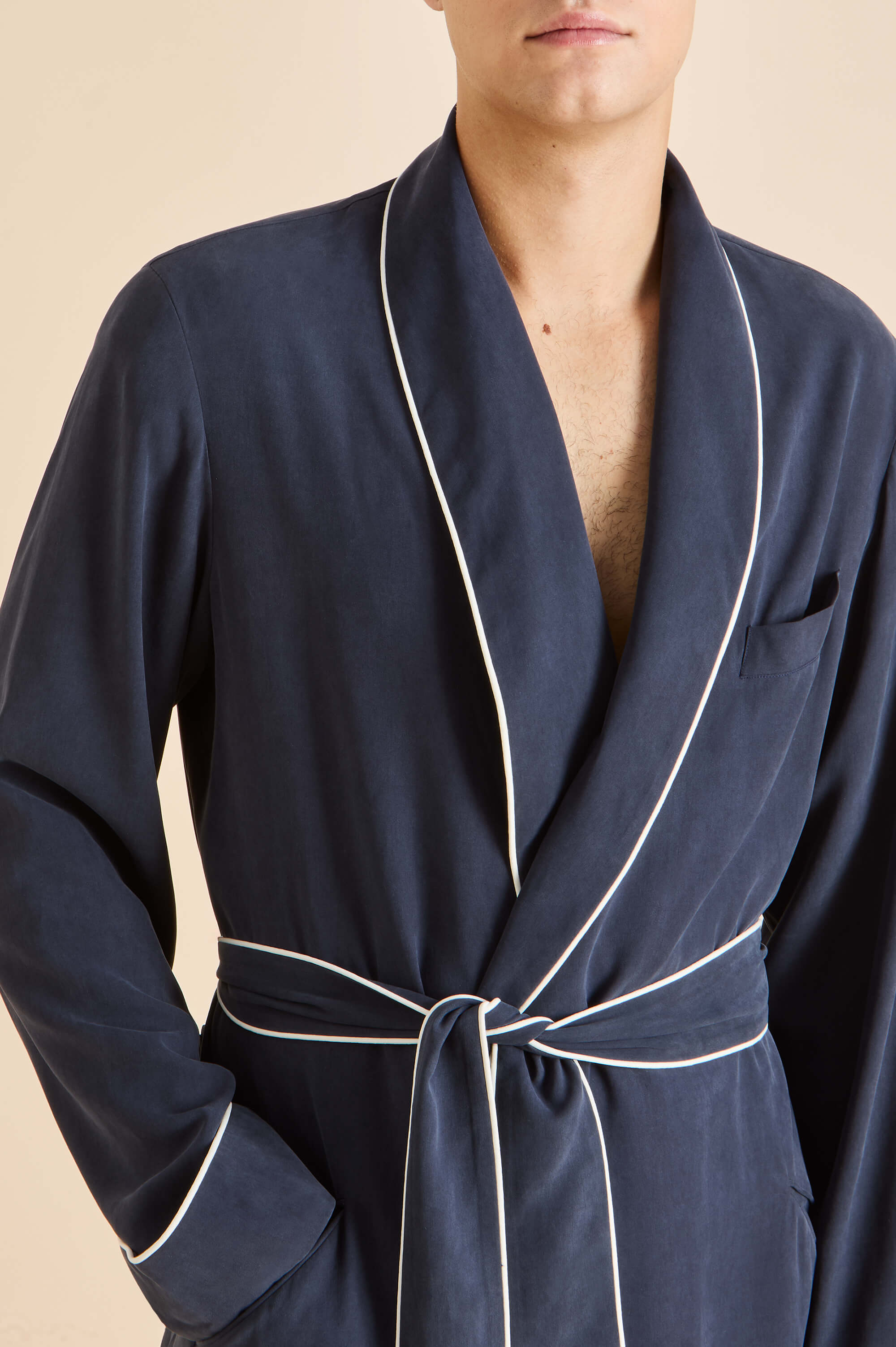 Navy Robe Mescal Navy Robe in Sandwashed Silk | Olivia von Halle