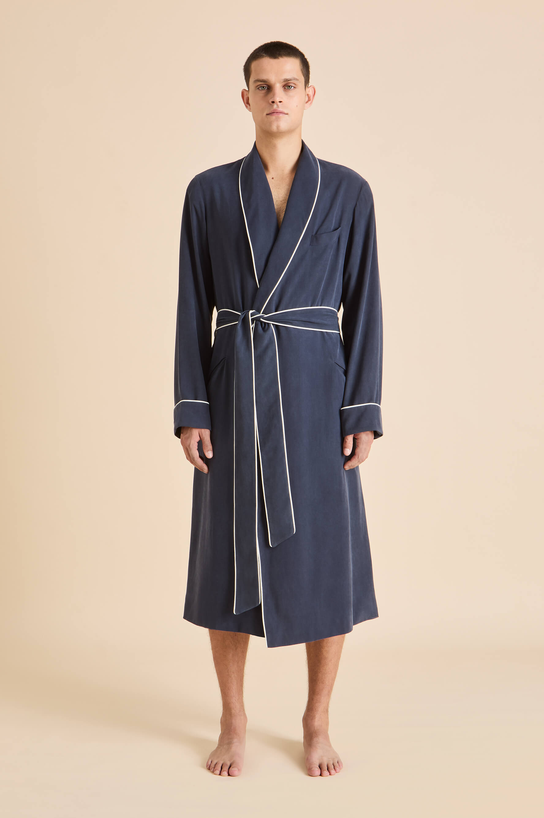 Mescal Navy Robe in Sandwashed Silk