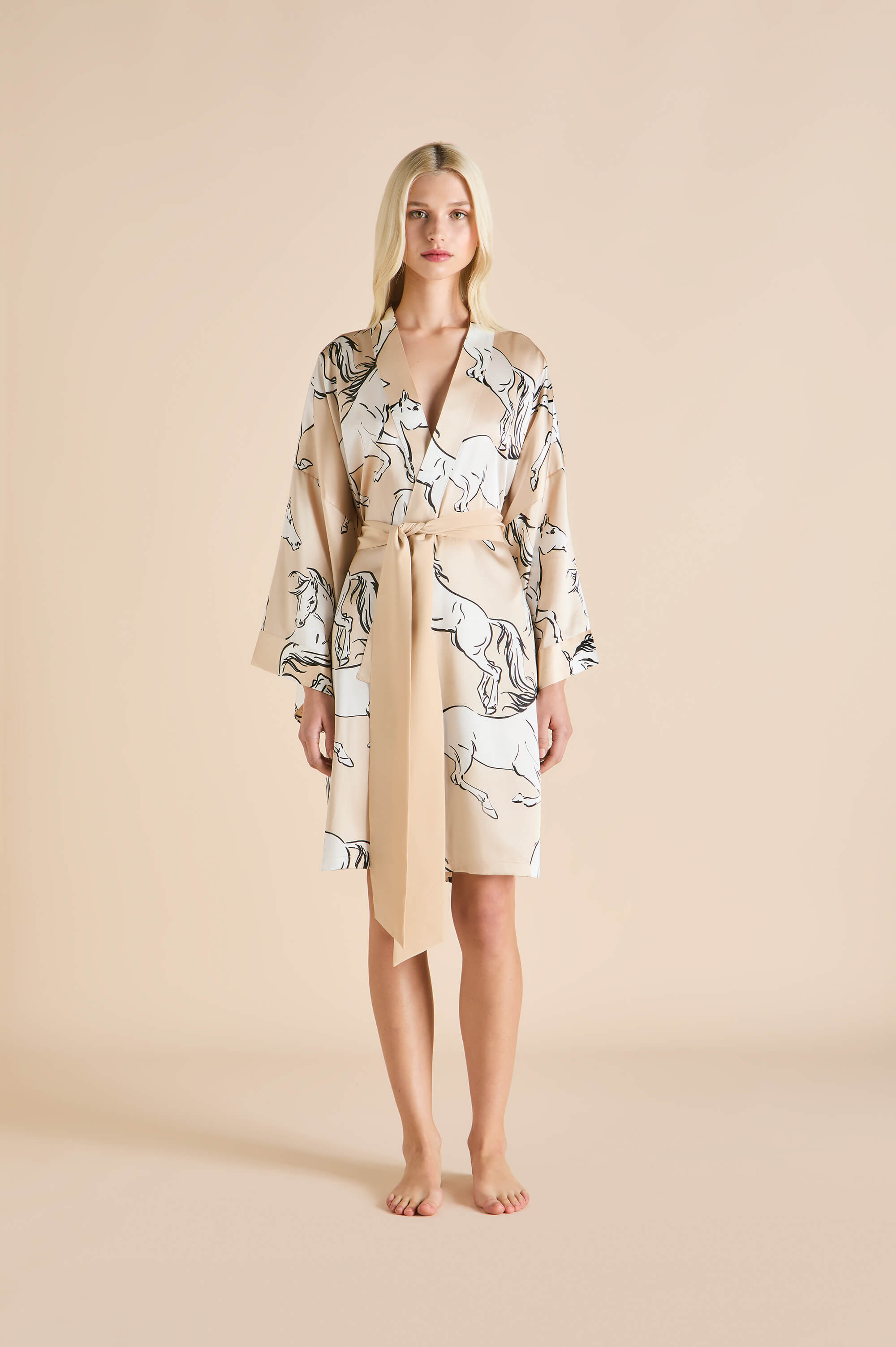 Mimi Clementine Caramel Horse Robe in Silk Satin | Olivia von Halle