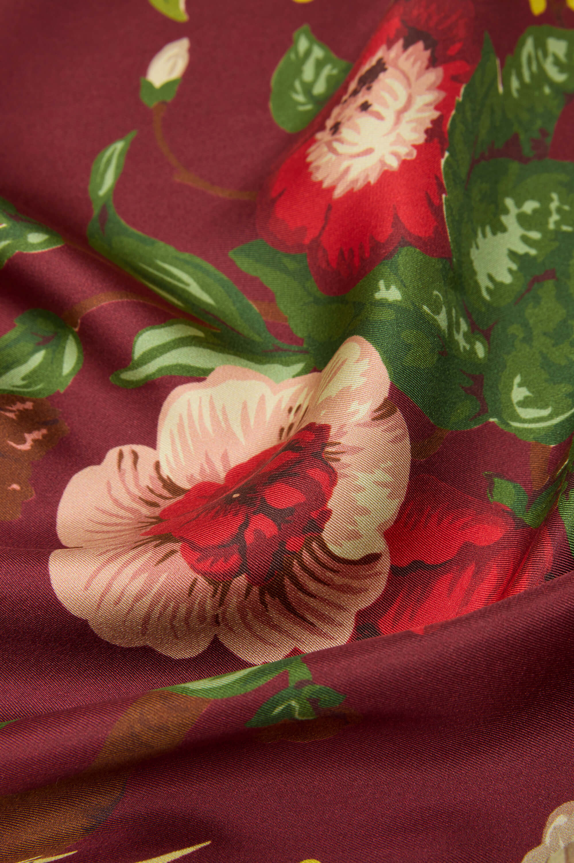 Mimi Florian Red Floral Robe in Silk Twill