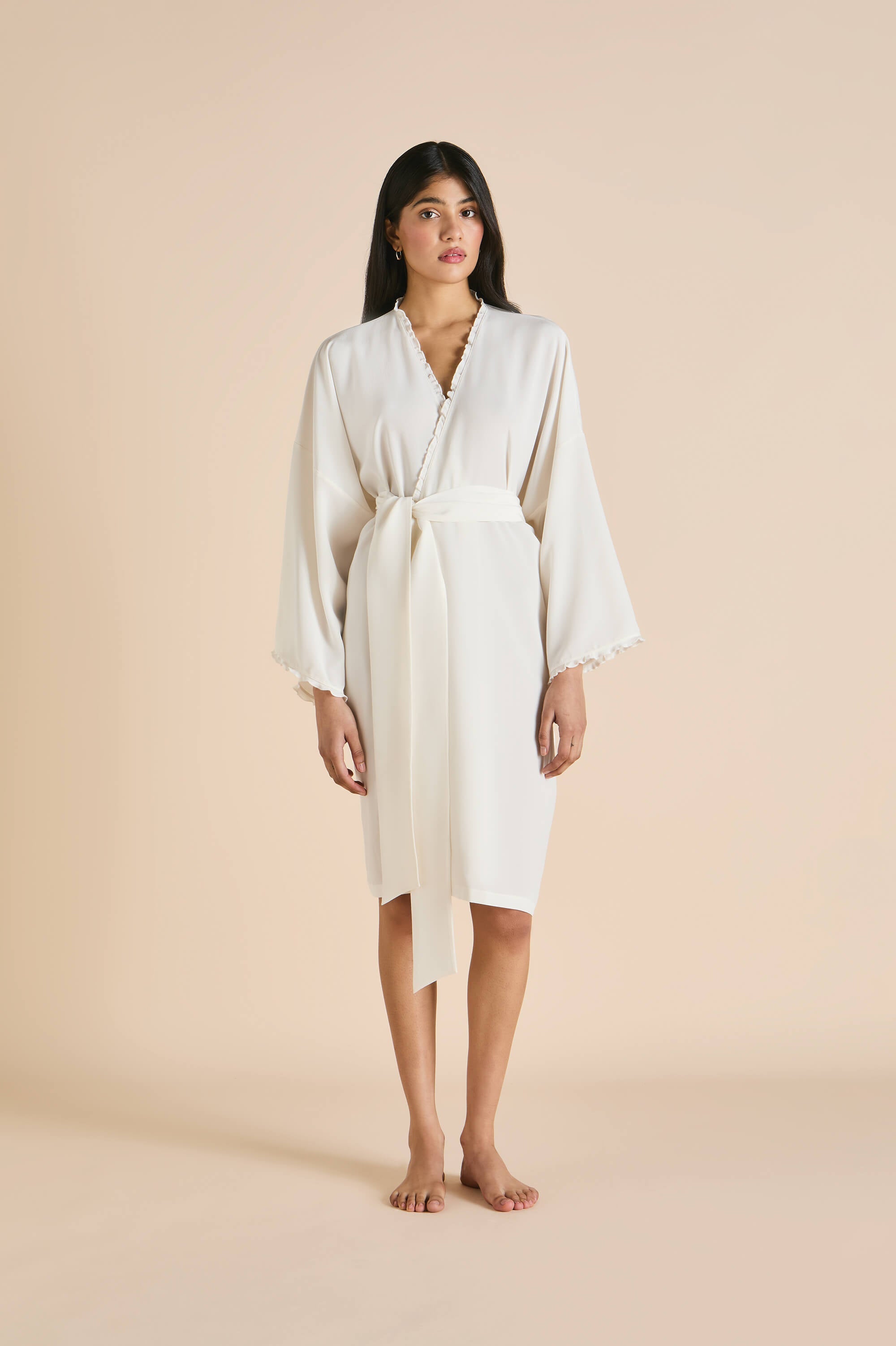 Mimi Ivory Robe in Silk Crêpe de Chine