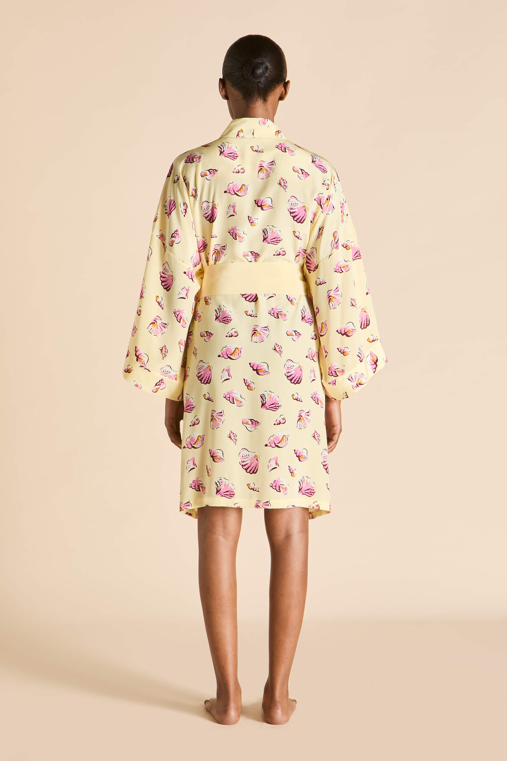 Mimi Junonia Yellow Seashell Robe in Silk Crêpe de Chine