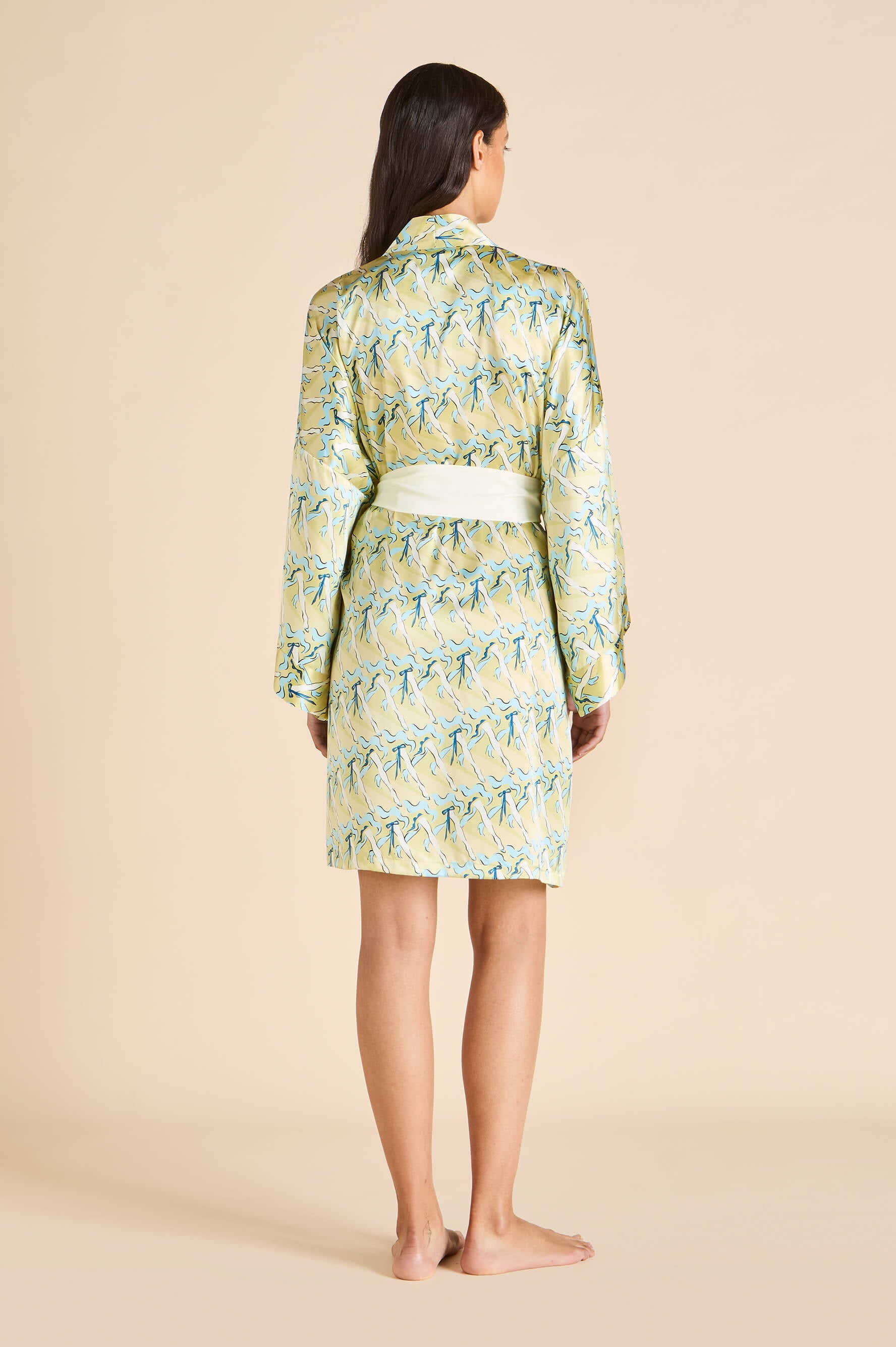 Mimi Loulou Yellow Can-can Robe in Silk Satin