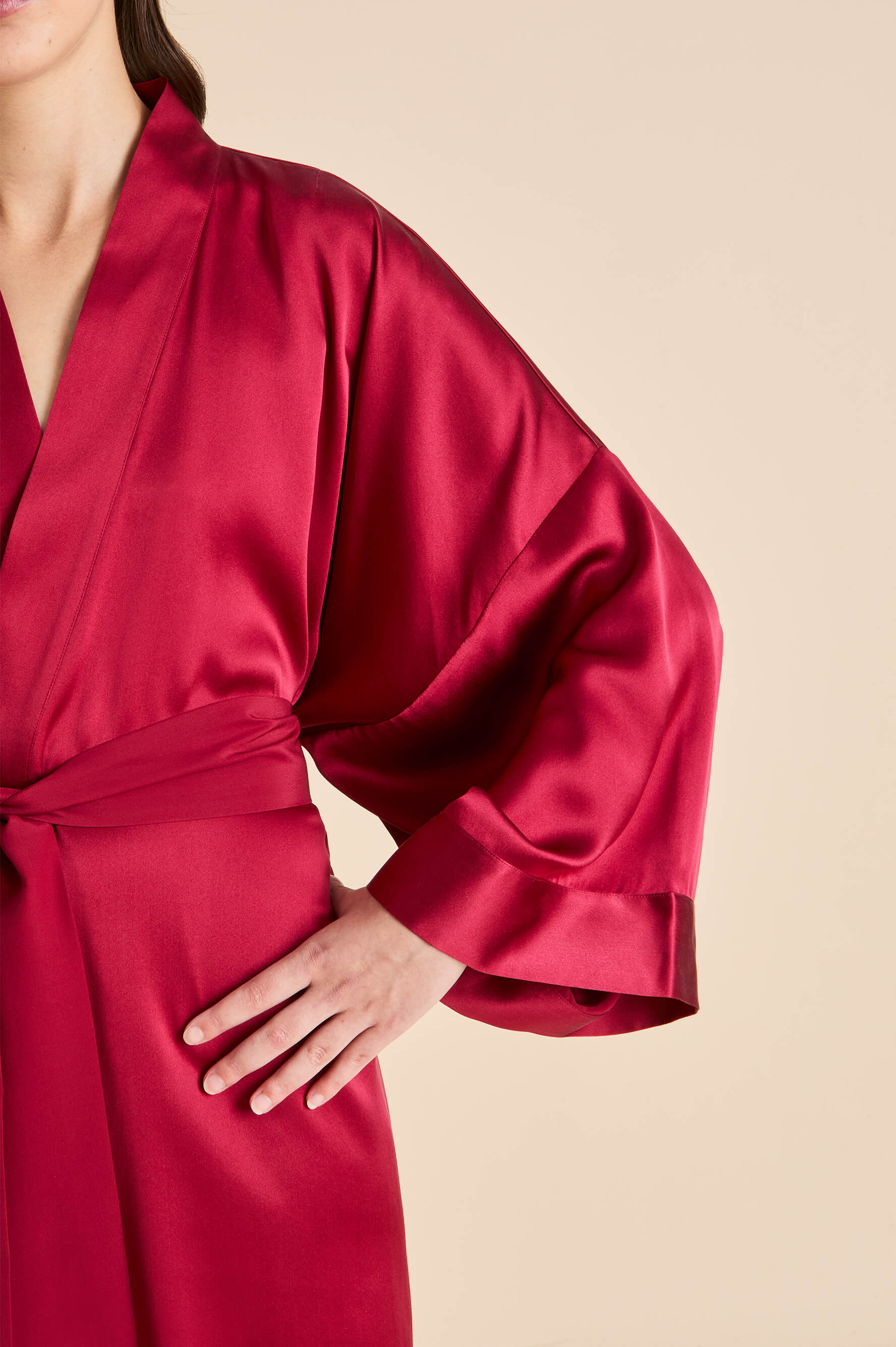 Mimi Russet Red Robe in Silk Satin