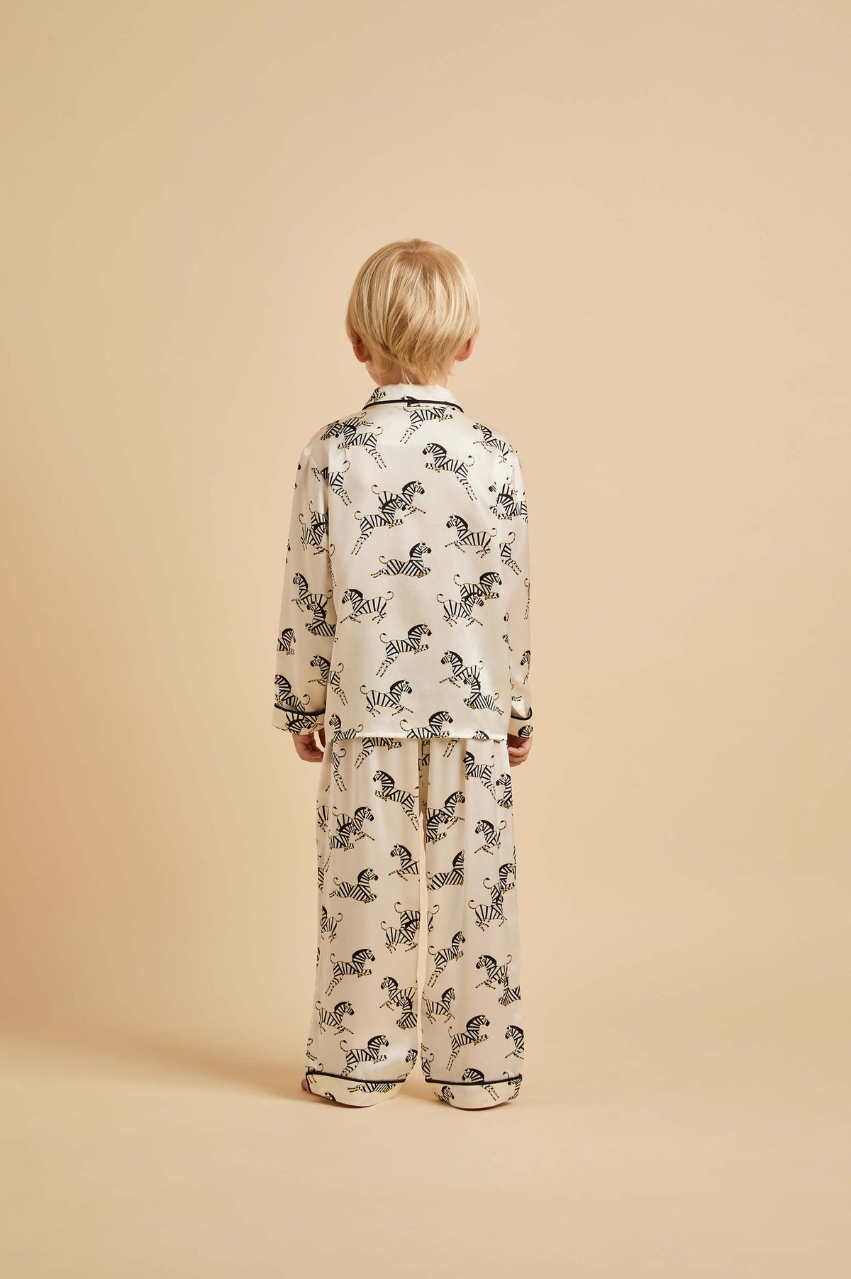 Mini Lila Zebedee Ivory Zebra Pyjamas in Silk Satin