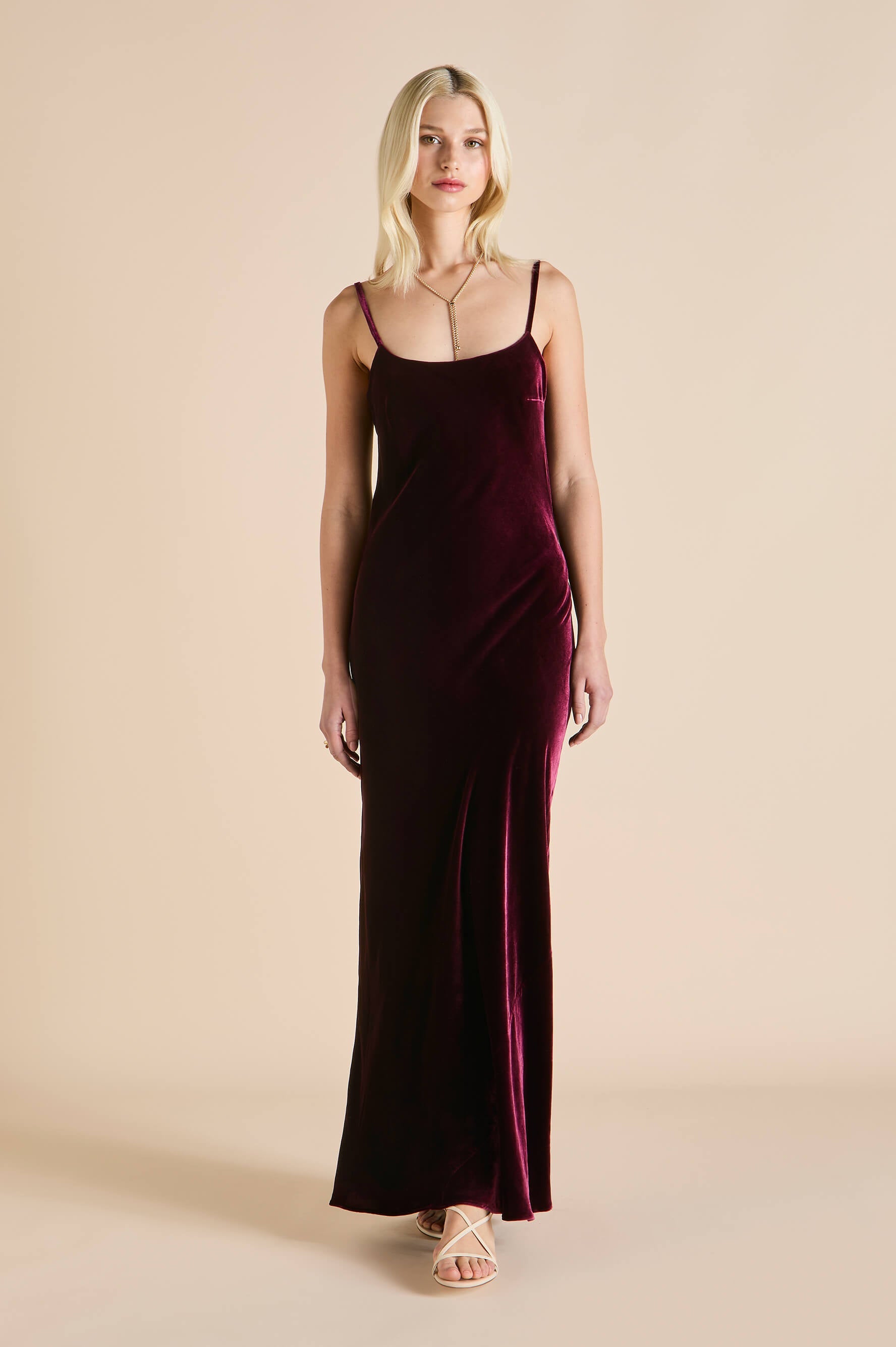 Olympia Burgundy Dress in Silk Velvet