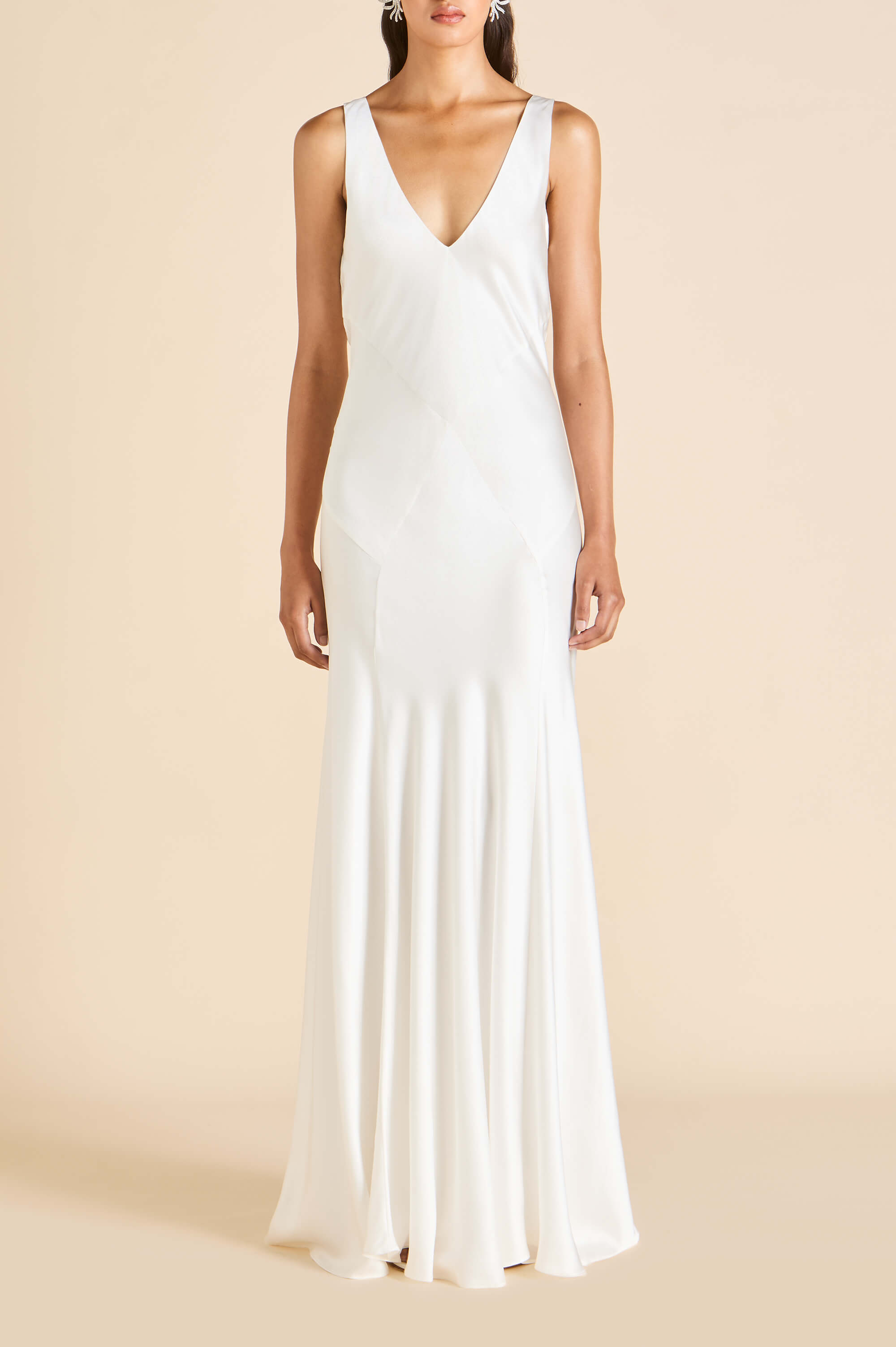 Paloma Ivory Lined Dress in Silk Satin