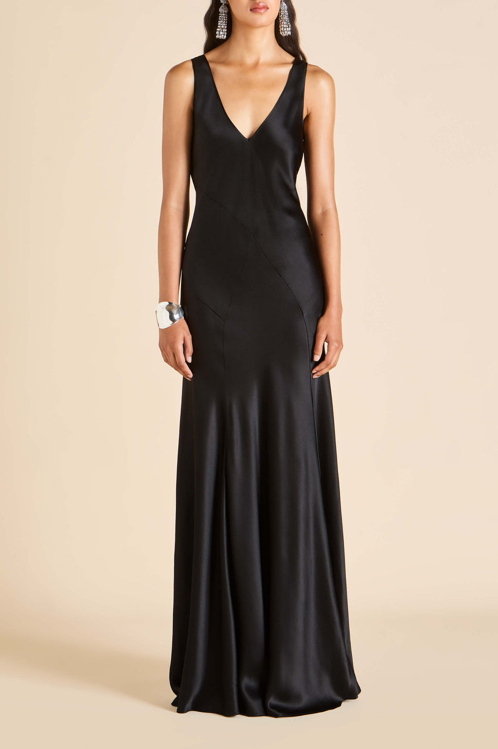 Paloma Jet Black Dress Silk Satin