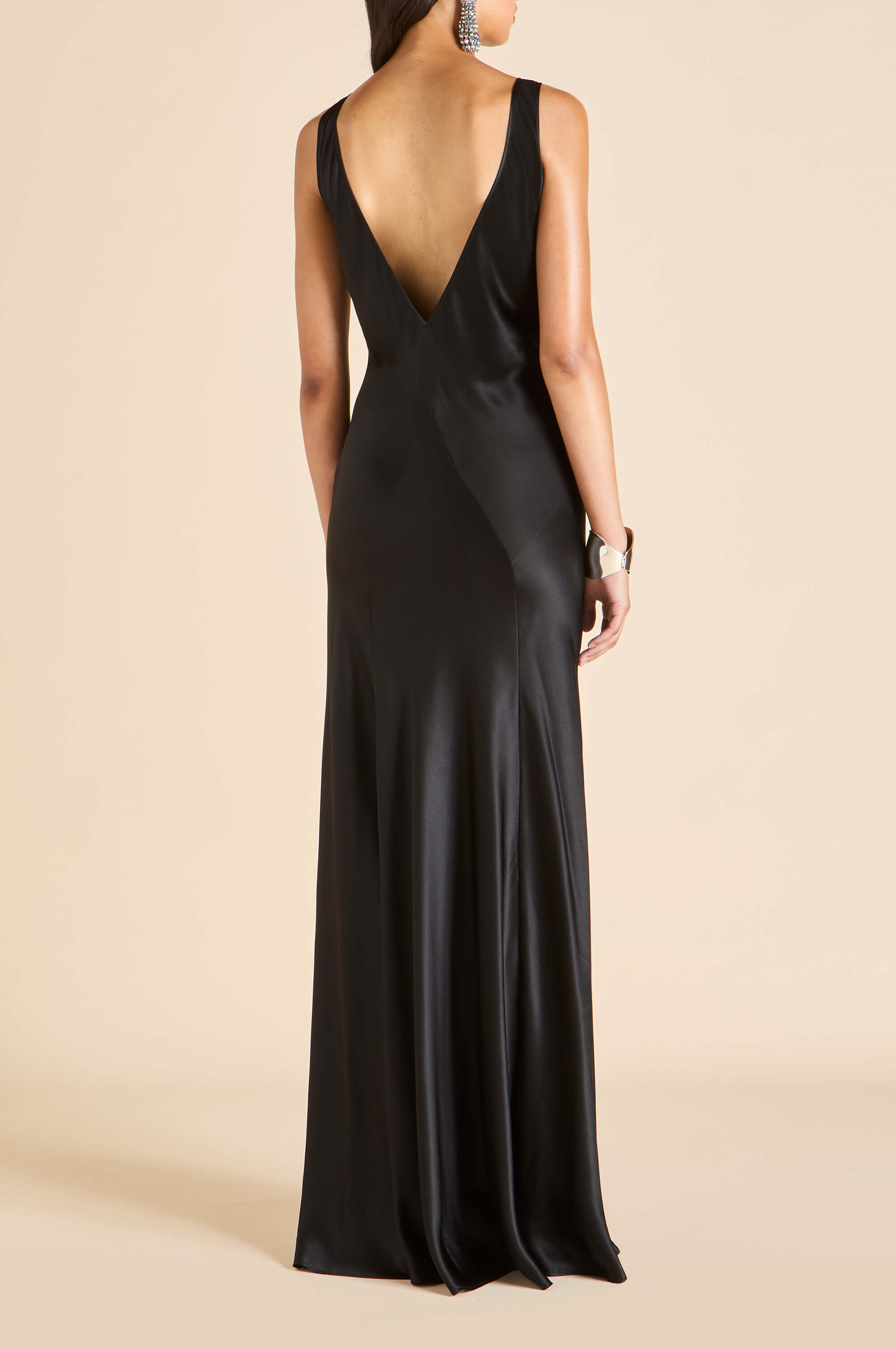 Paloma Jet Black Dress in Silk Satin