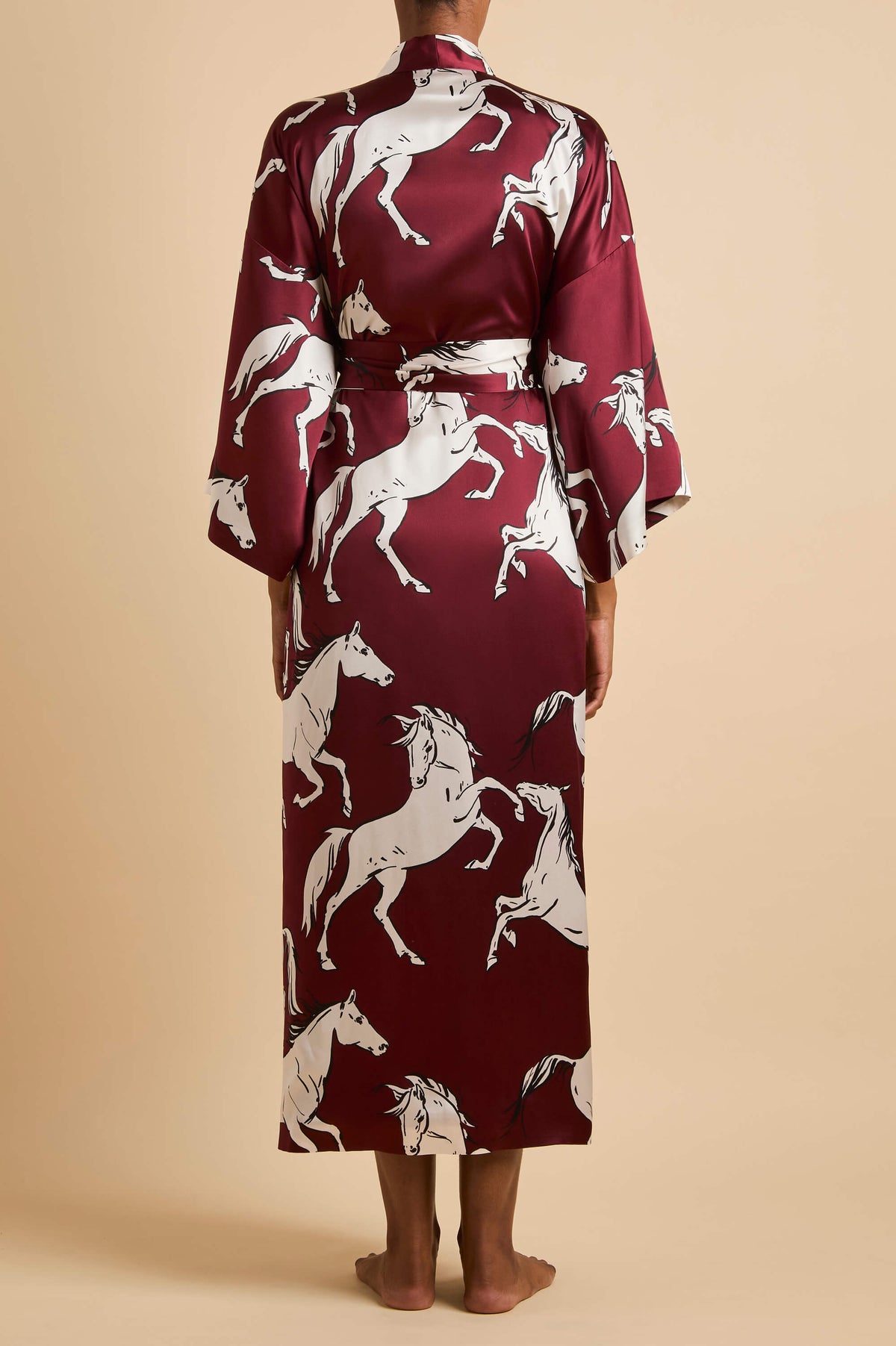 Queenie Carmine Red Horse Robe in Silk Satin