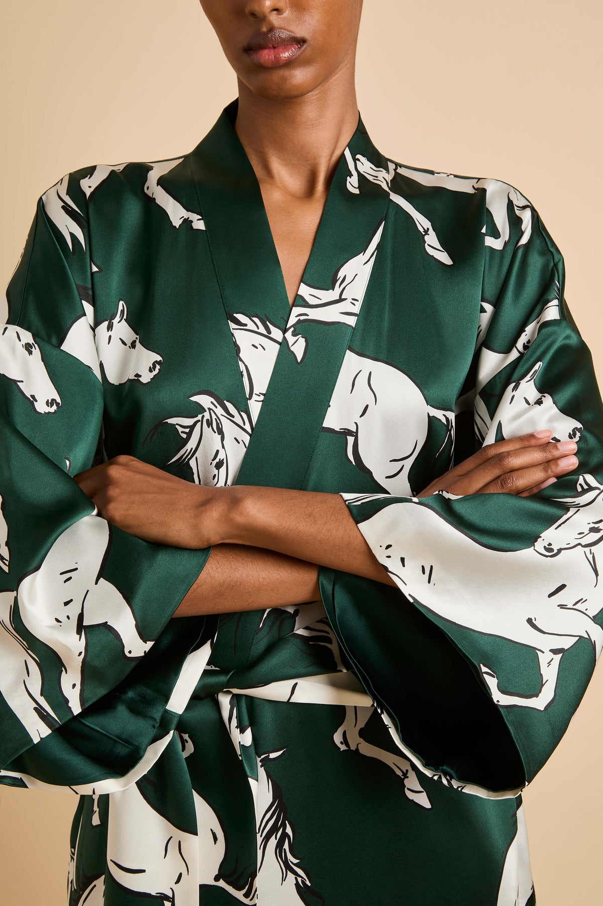 Queenie Equora Green Horse Robe in Silk Satin