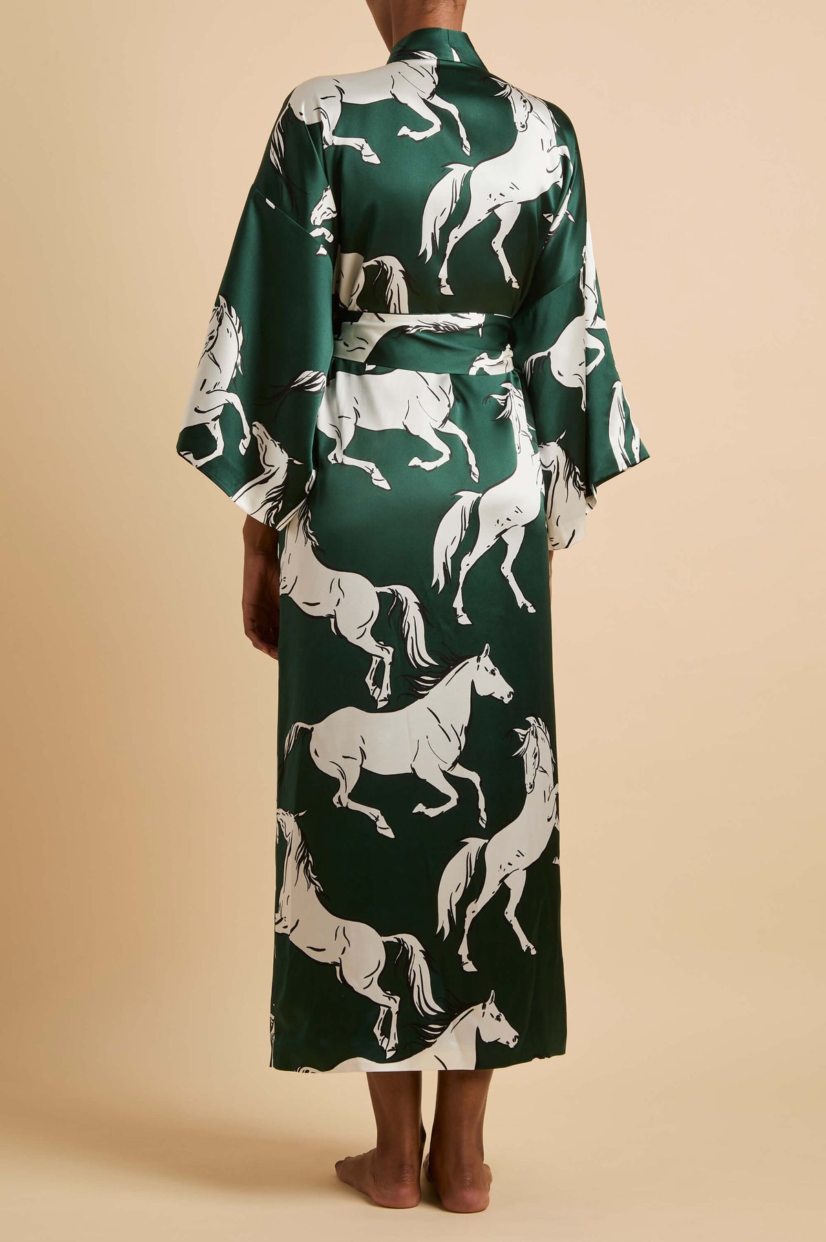 Queenie Equora Green Horse Robe in Silk Satin