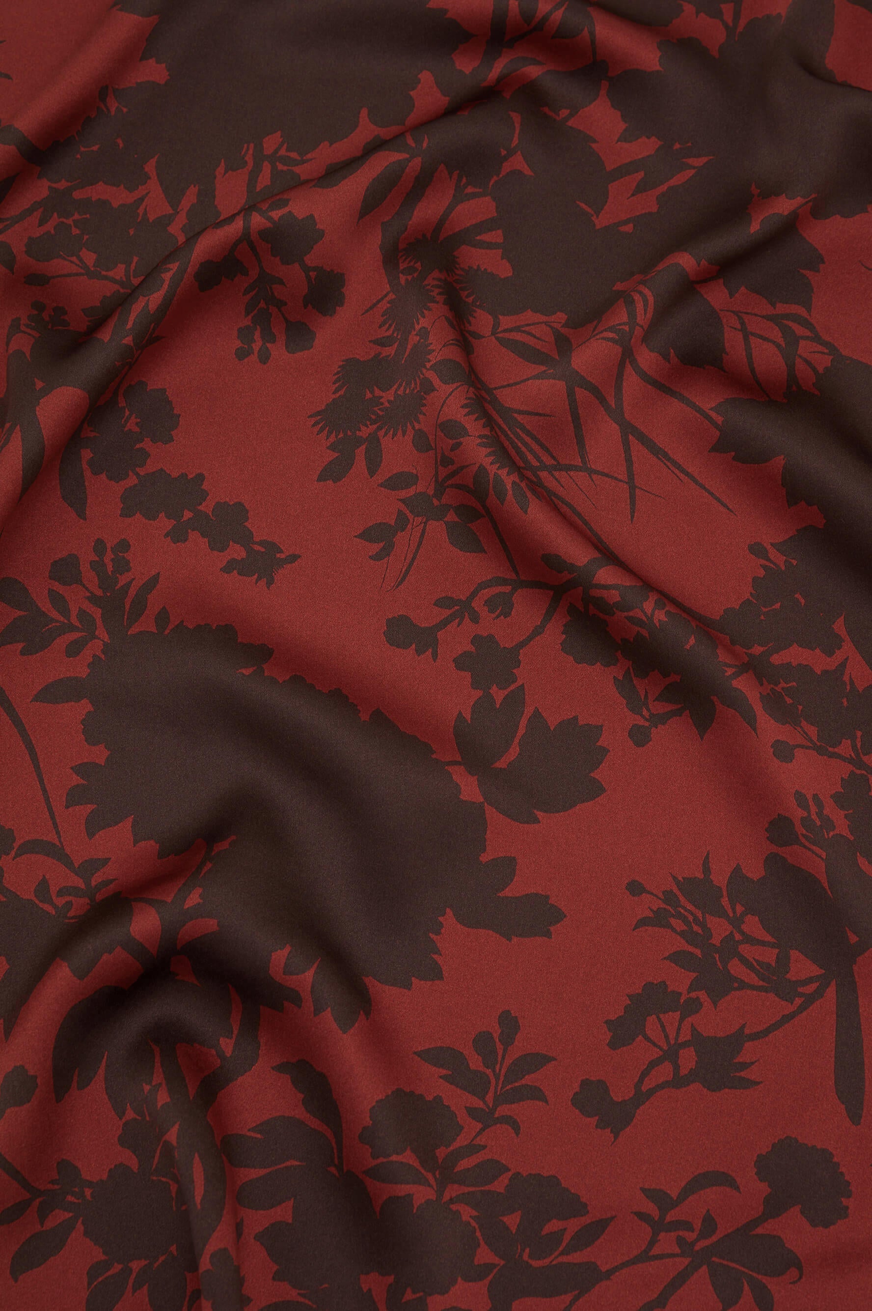 Queenie Lalanne Burgundy Floral Robe in Silk Satin