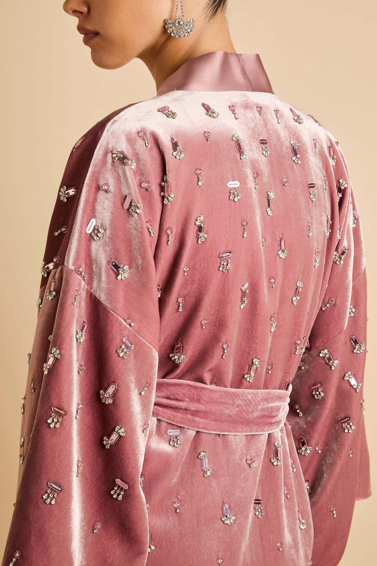 Queenie Seraphine Pink Crystal Robe in Velvet