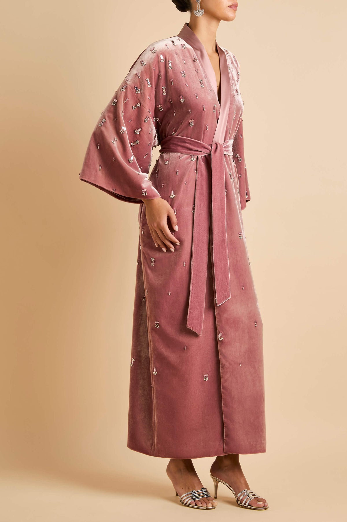 Queenie Seraphine Pink Crystal Robe in Velvet