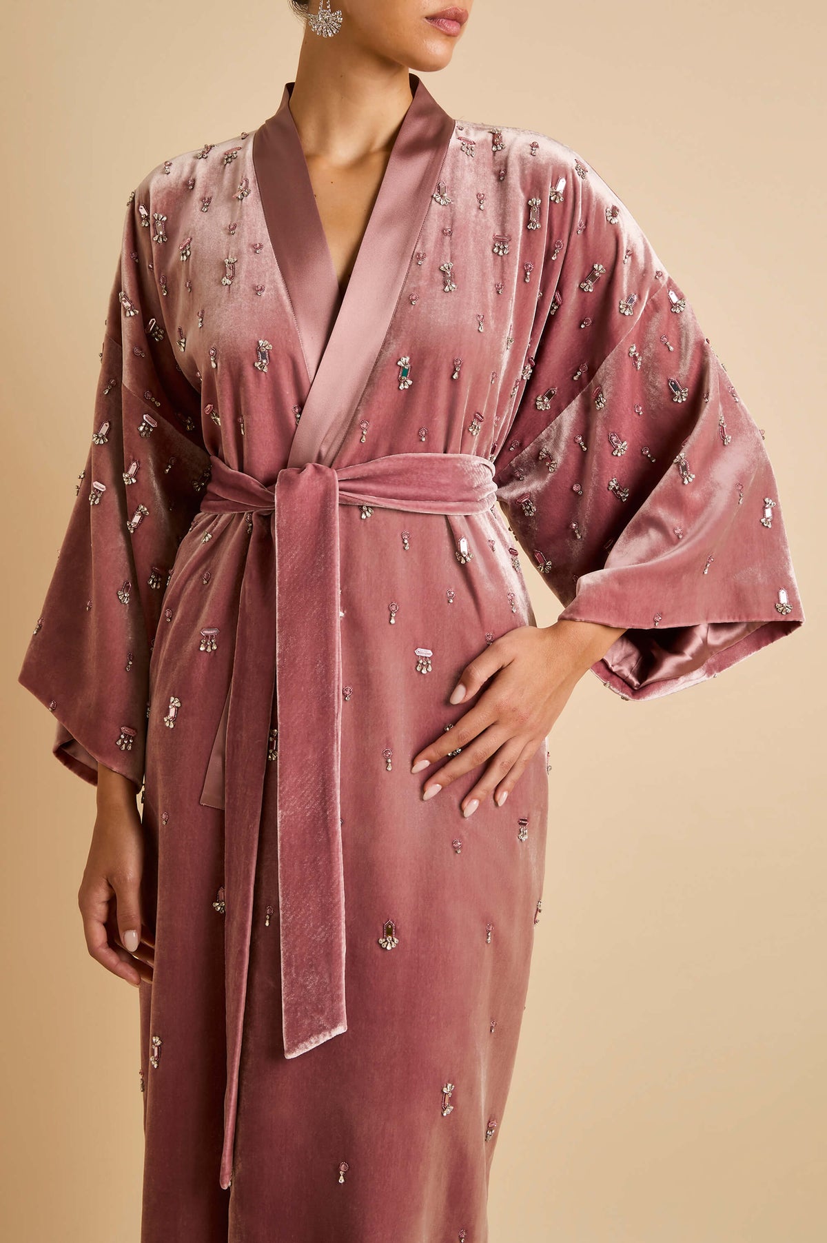 Queenie Seraphine Pink Crystal Robe in Velvet