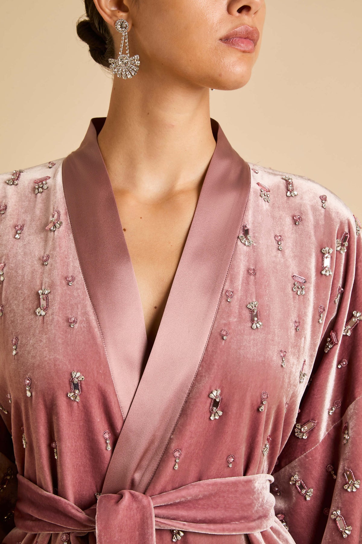 Queenie Seraphine Pink Crystal Robe in Velvet