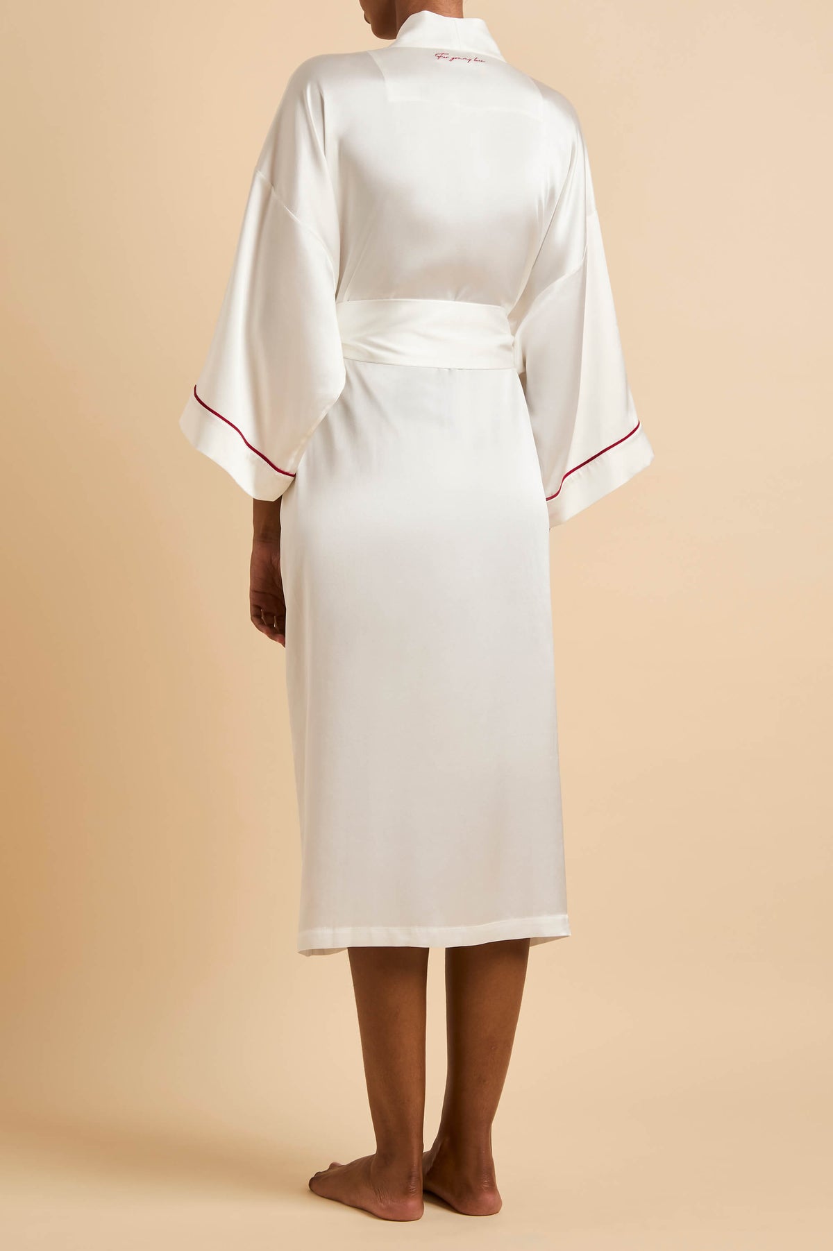 Sabine Alouette Ivory Robe in Silk Satin