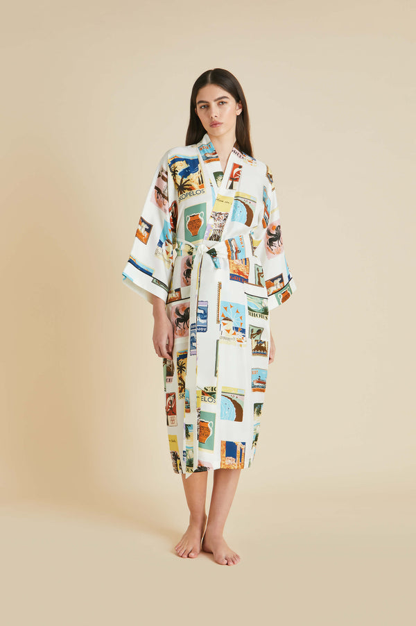 Sabine Cadmus Ivory Postcard Robe in Silk Twill