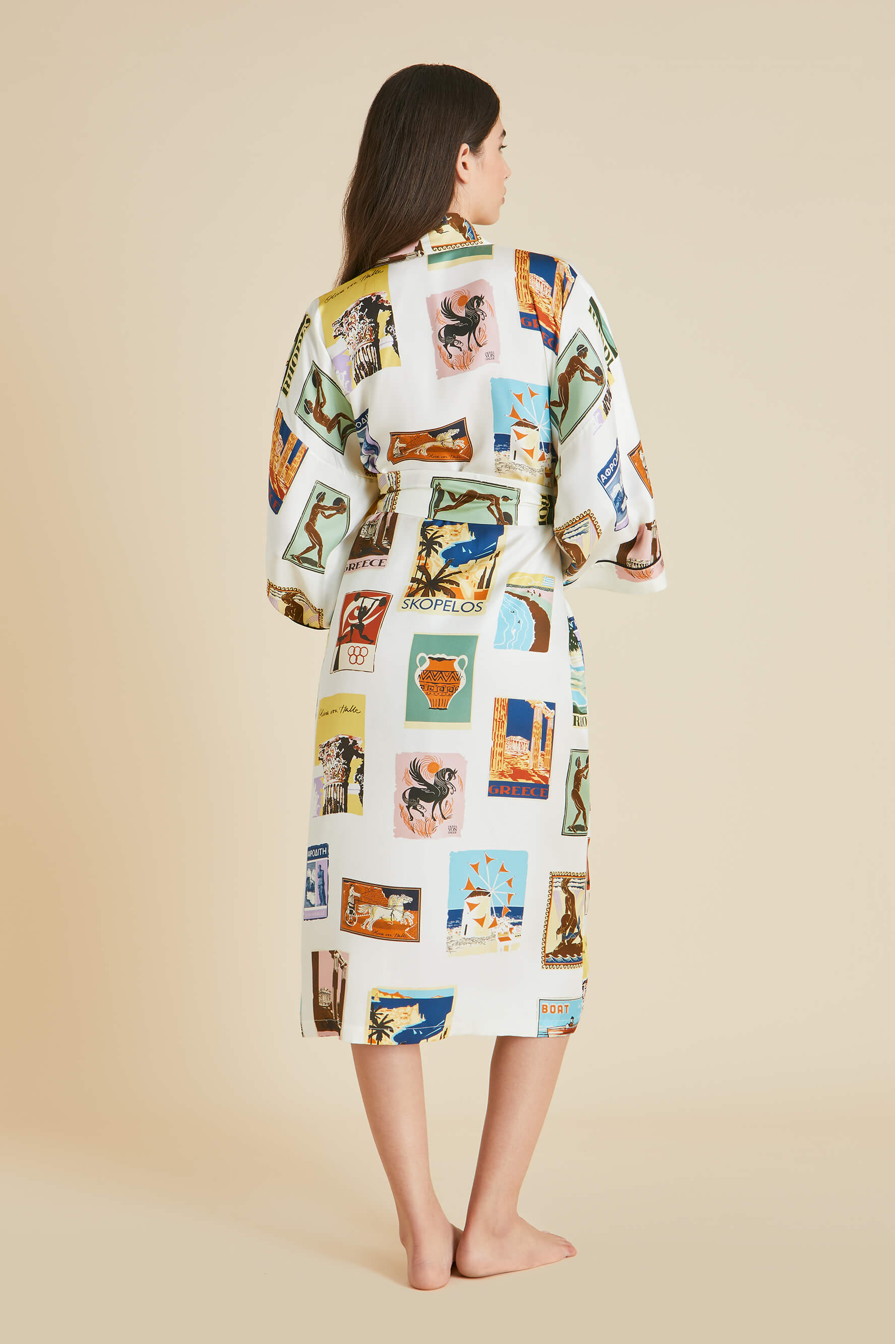 Sabine Cadmus Ivory Postcard Robe in Silk Twill