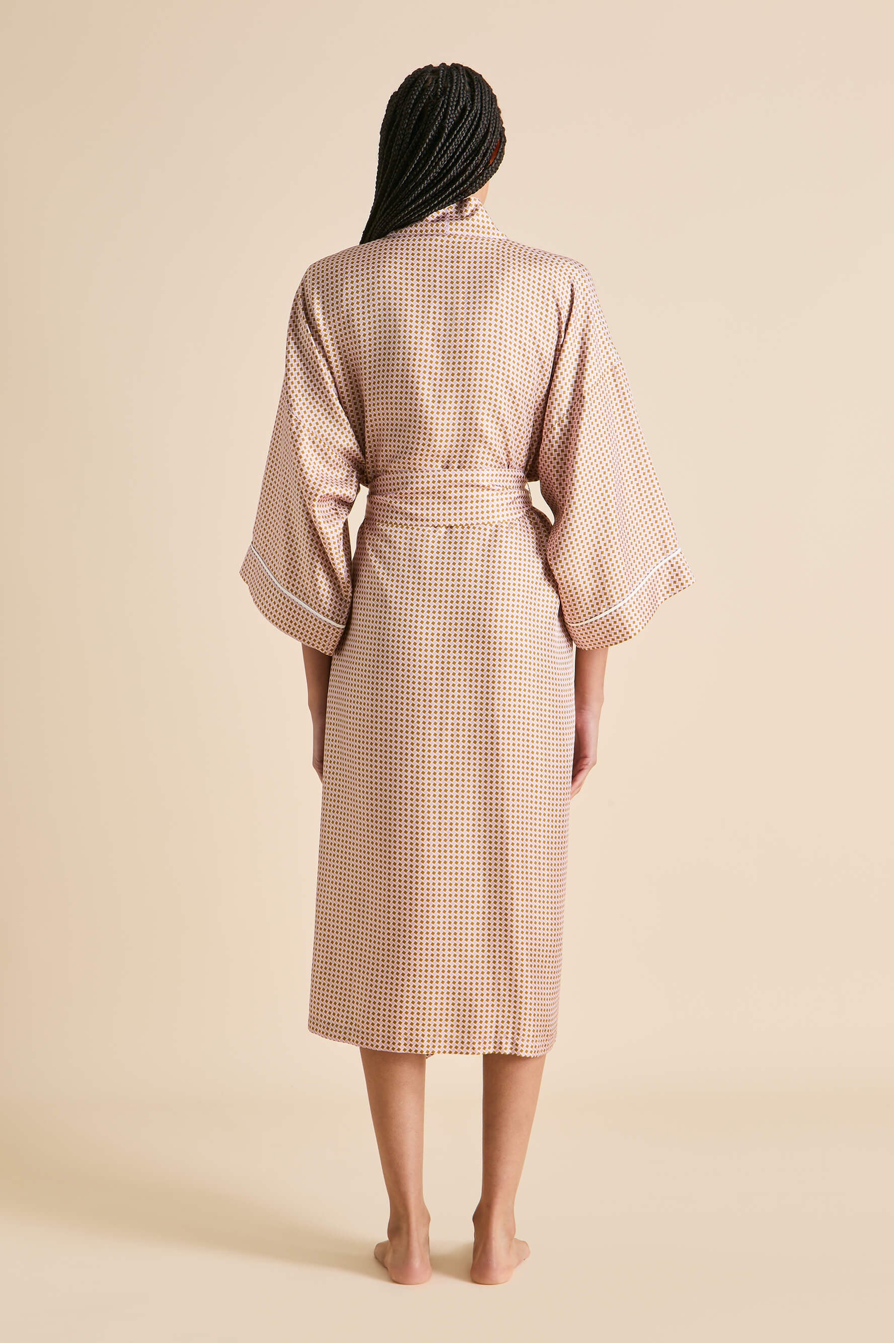 Sabine Sarrazin Pink Geometric Robe in Silk Twill