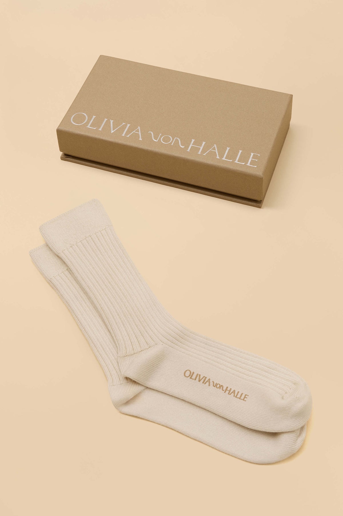 Spencer Alaska Ivory Socks in Silk-Cashmere