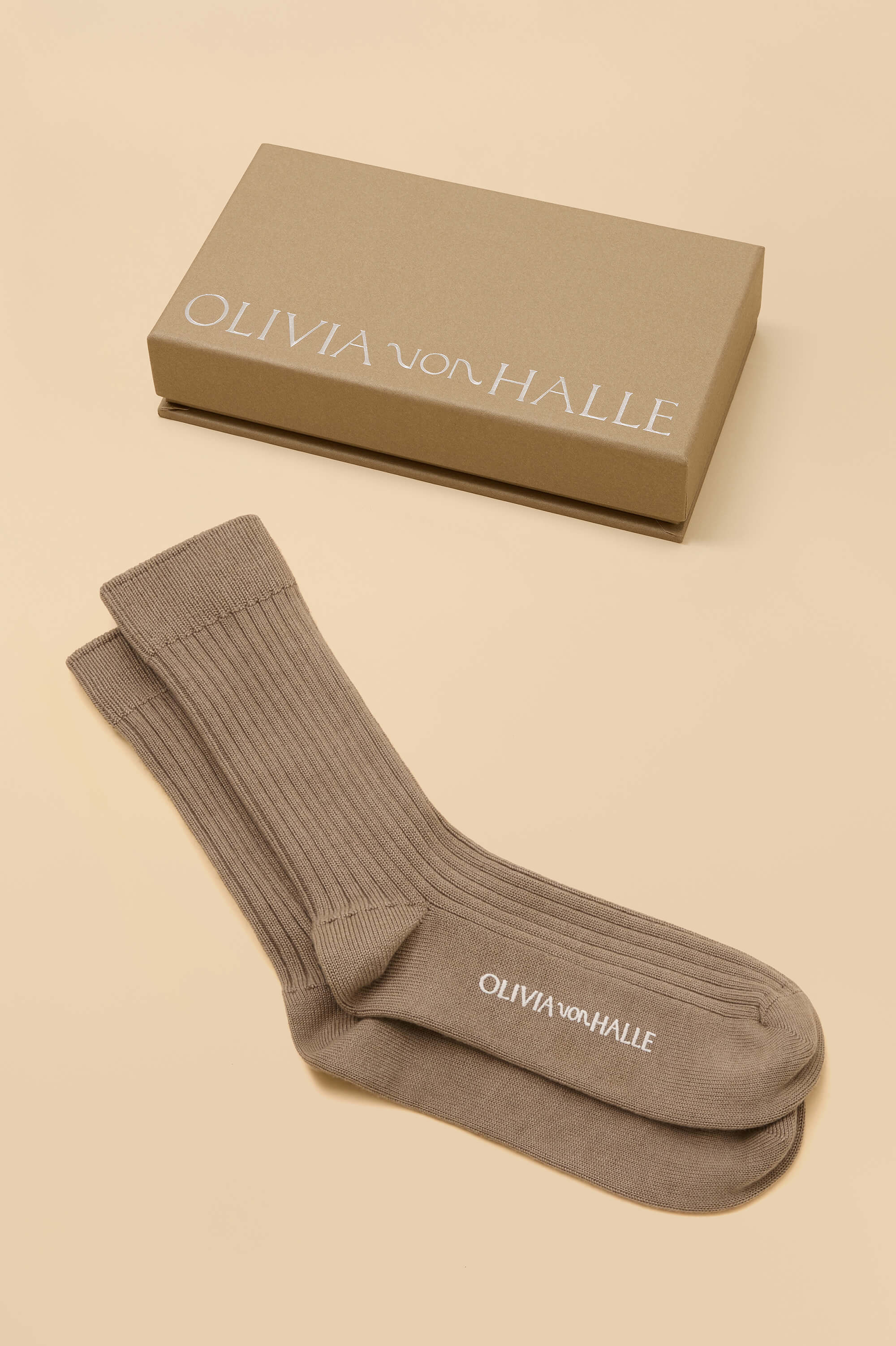 Spencer Dallas Beige Socks in Silk-Cashmere