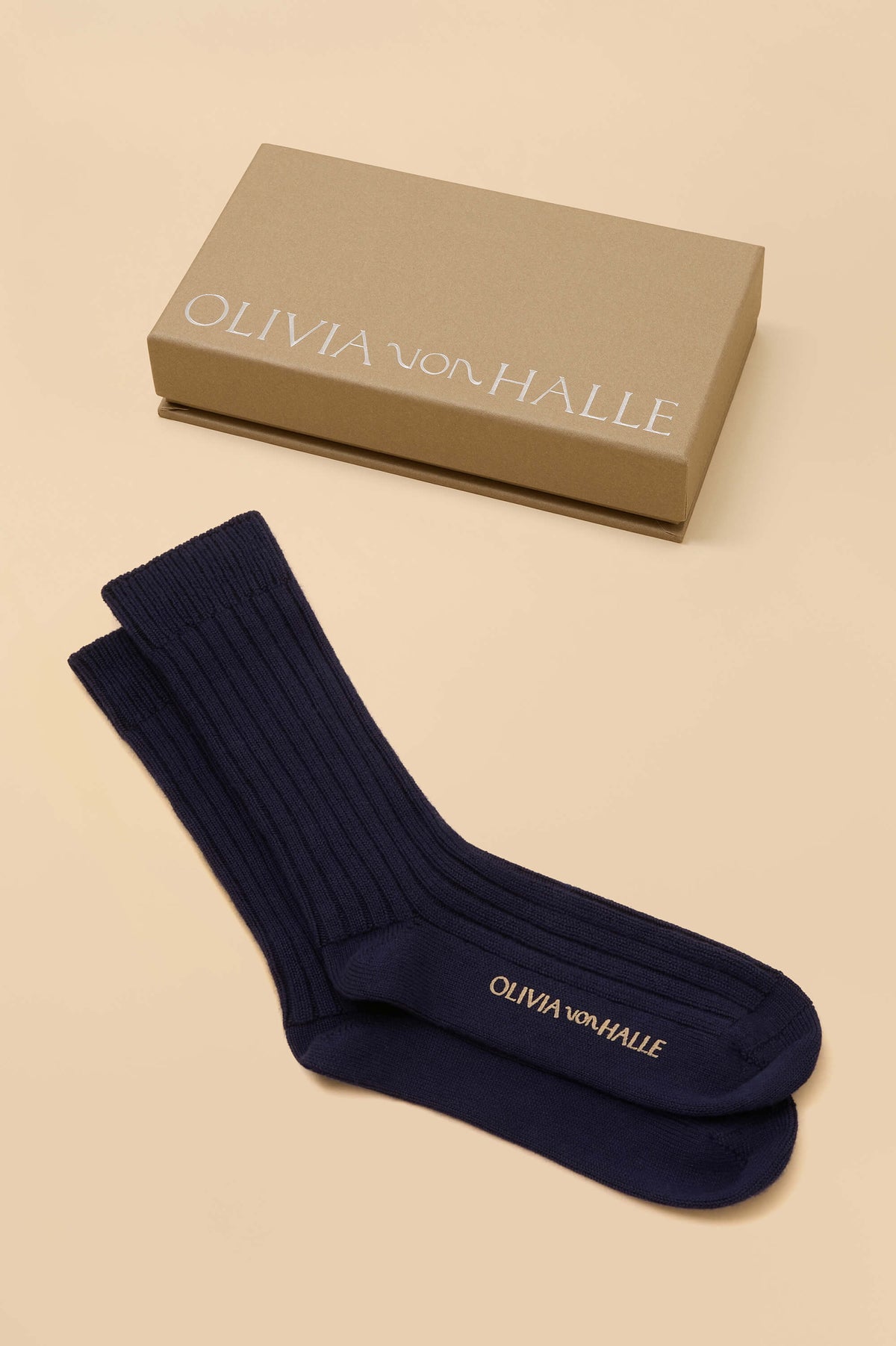 Spencer Osaka Navy Socks in Silk-Cashmere