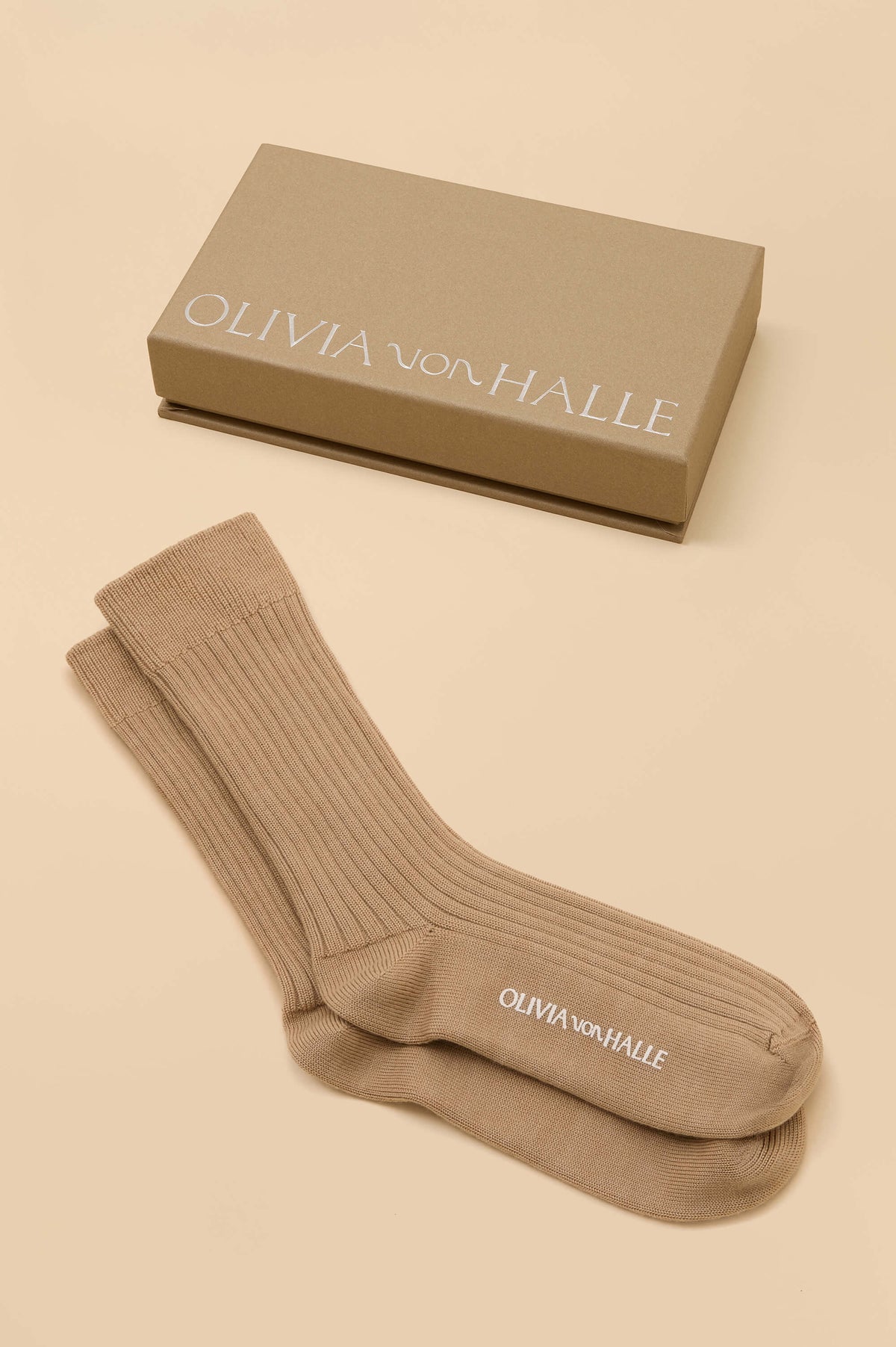 Spencer Shanghai Camel Socks in Silk-Cashmere
