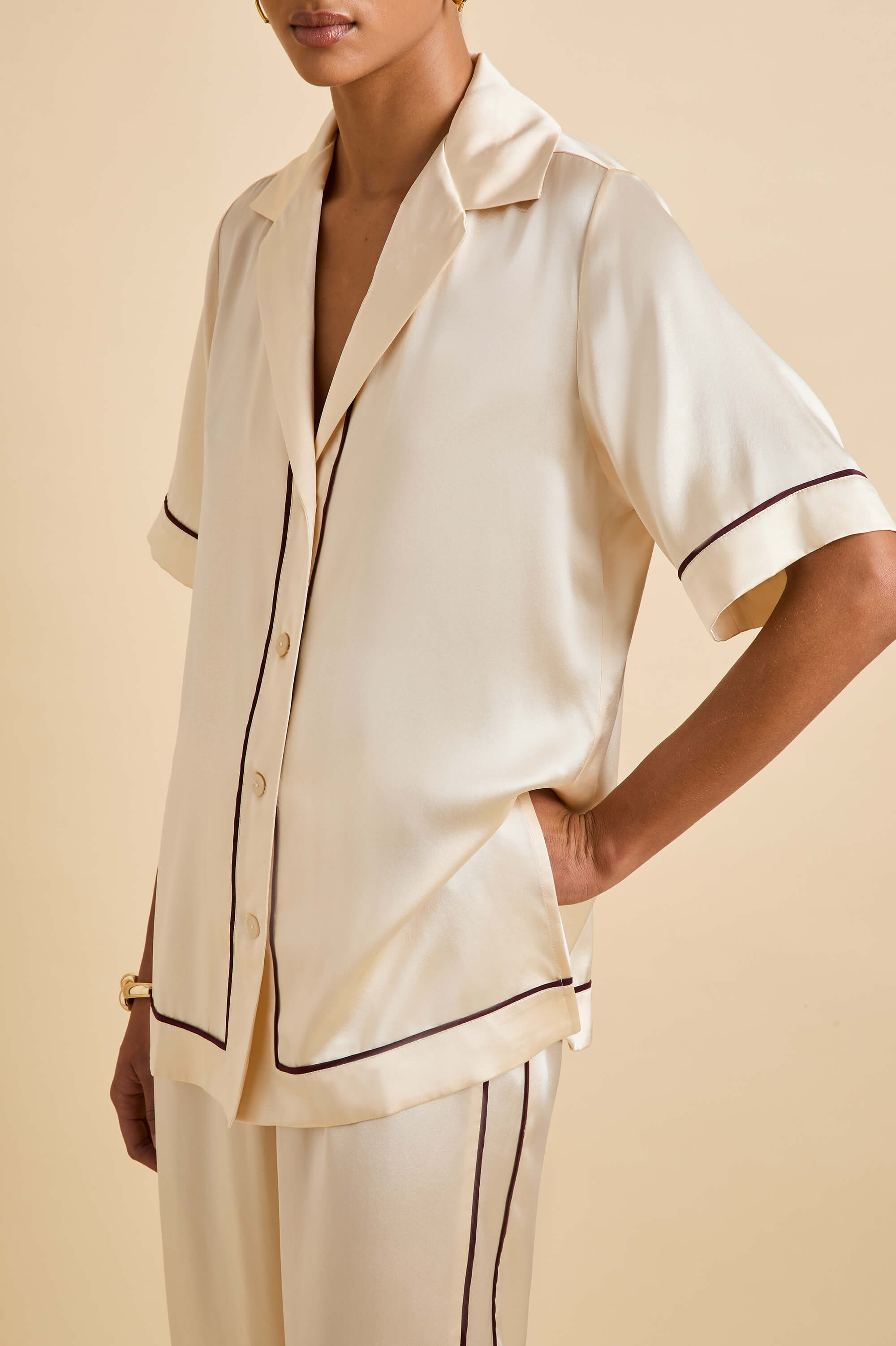 tilda bone cream pyjamas in silk satin 