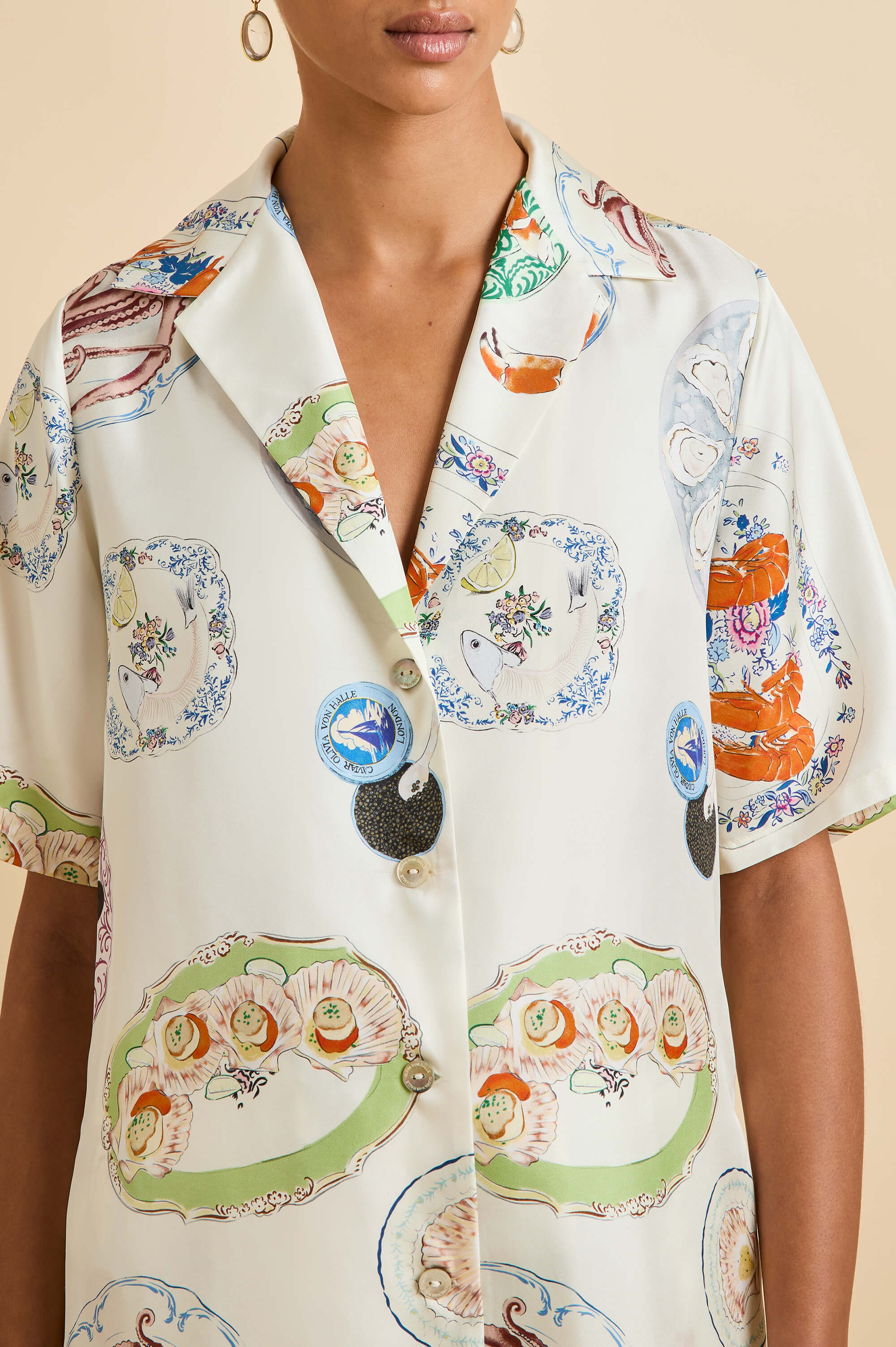 tilda córdoba ivory seafood pyjamas in silk twill 