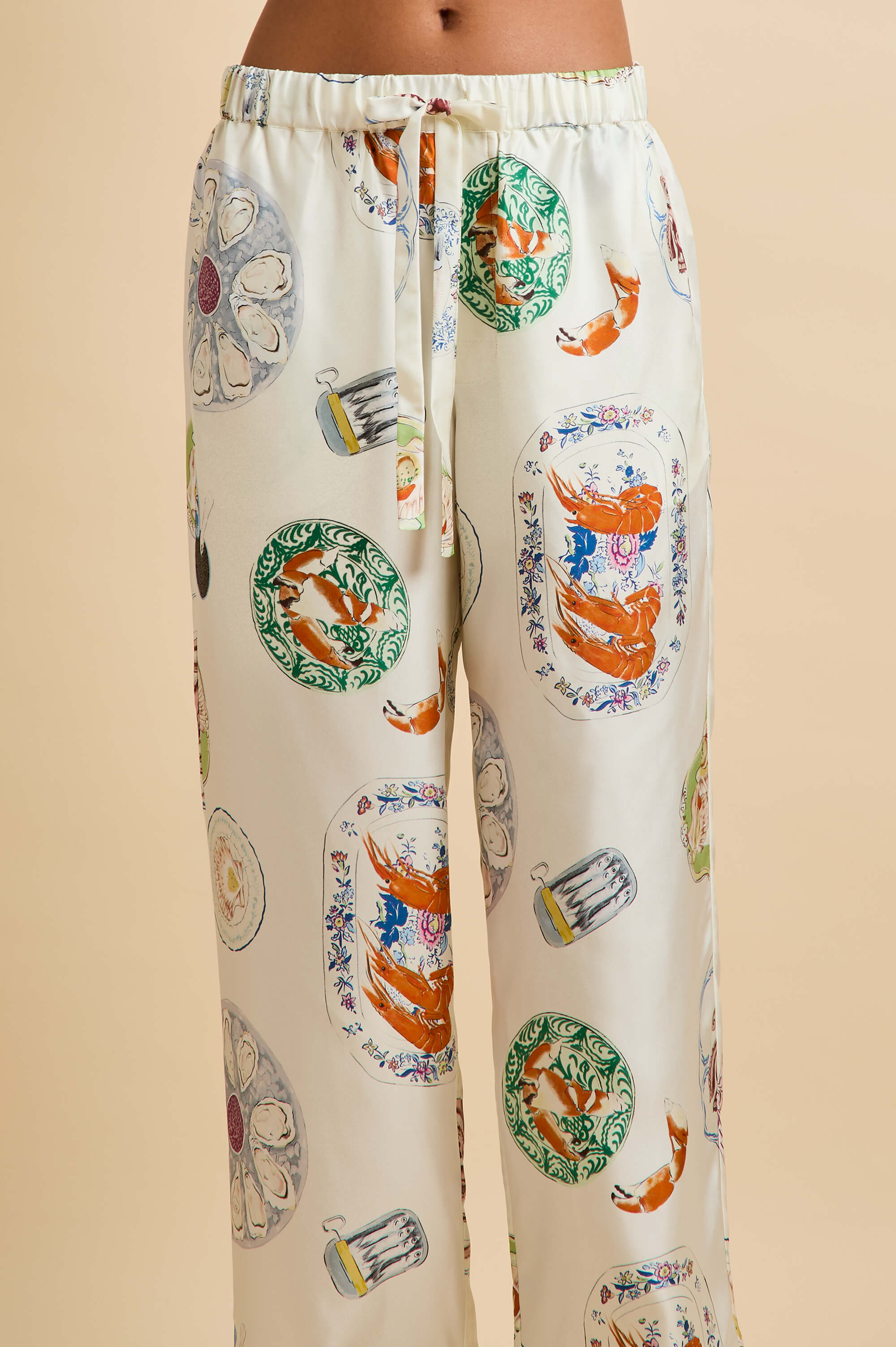 Tilda Córdoba Ivory Seafood Pajamas in Silk Twill