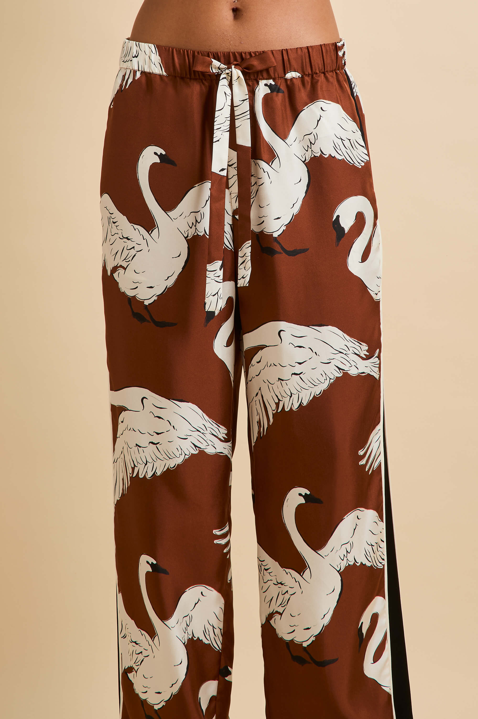 Tilda Inés Brown Swan Pajamas in Silk Twill
