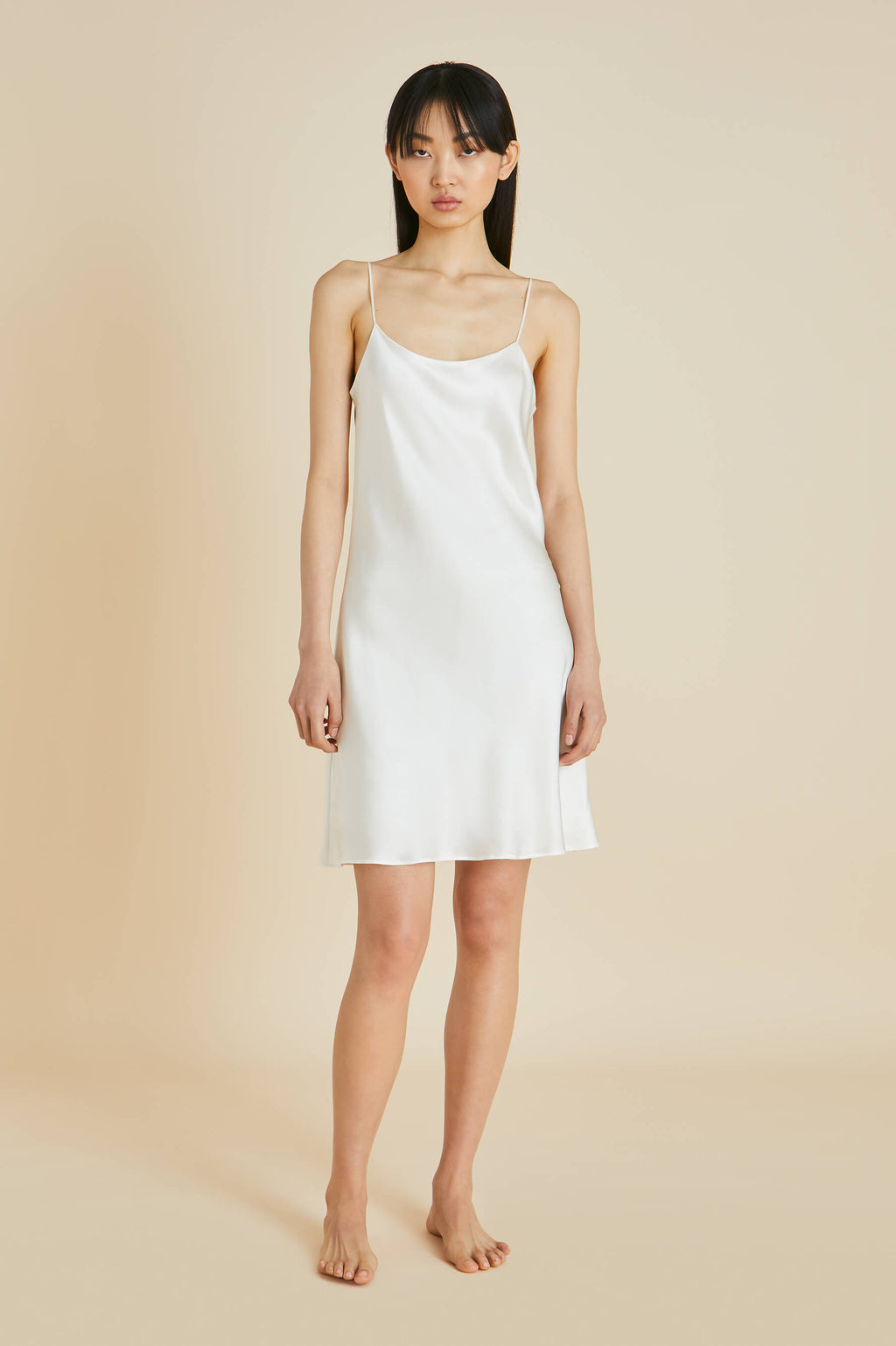 Olivia von Halle  Venus Ivory Sandwashed Silk Slip Dress