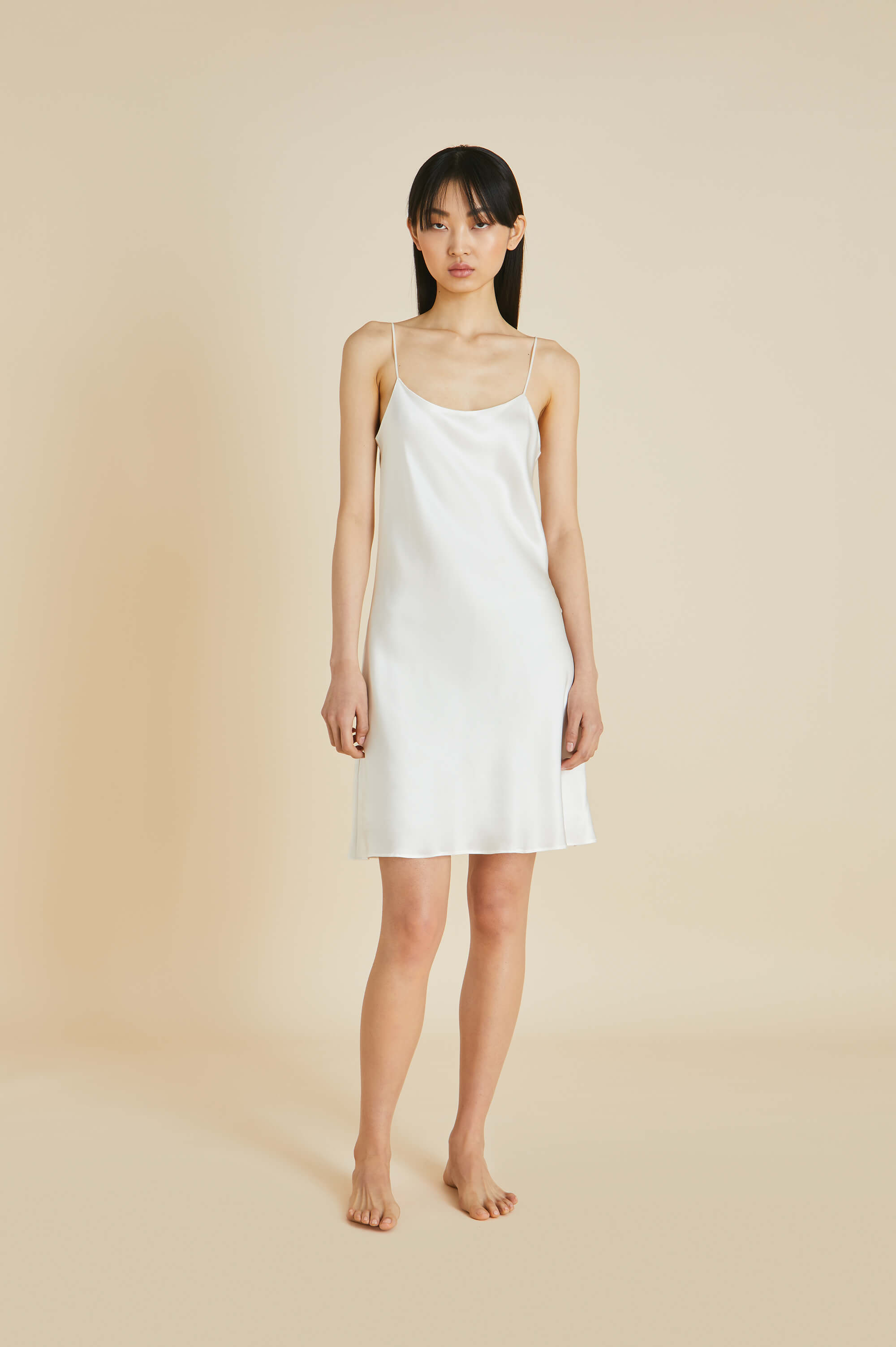venus ivory slip dress in silk satin