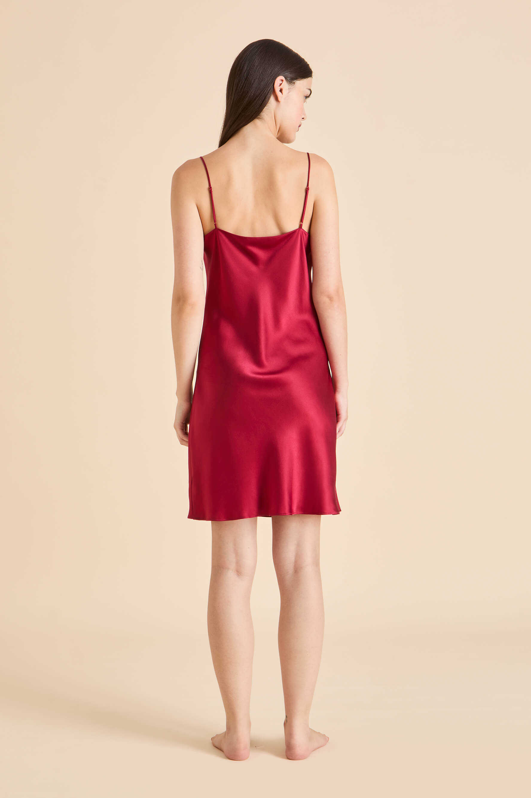 Venus Russet Red Slip Dress in Silk Satin
