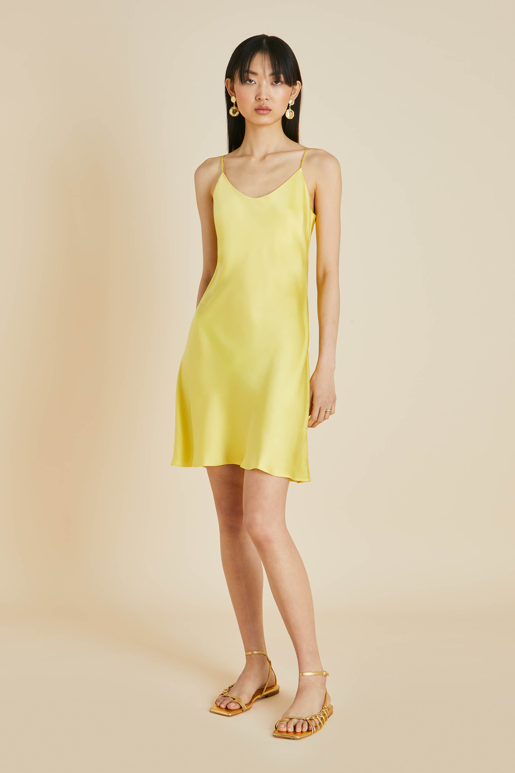 Venus Yellow Sandwashed Silk Slip Dress