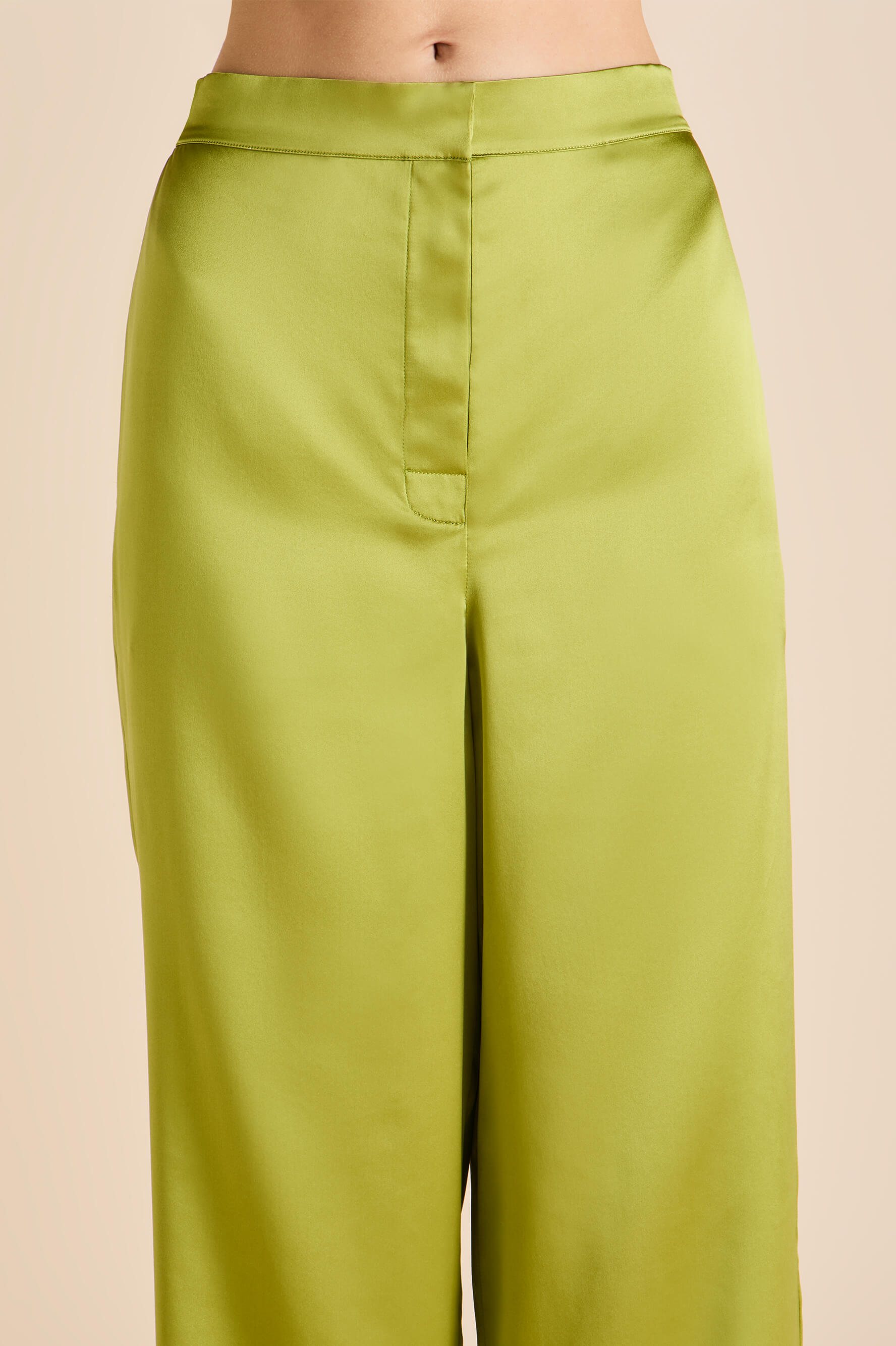 Wolfe Olive Green Pyjamas in Silk Satin