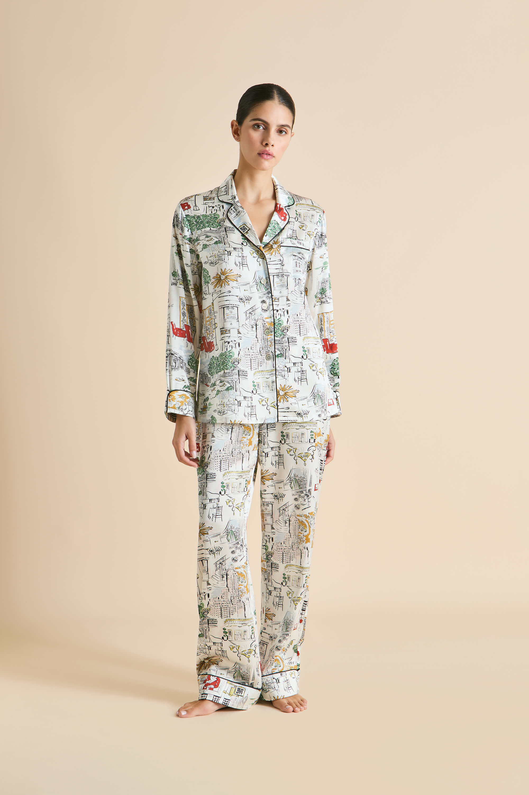 lila carlyle ivory pyjamas in silk satin