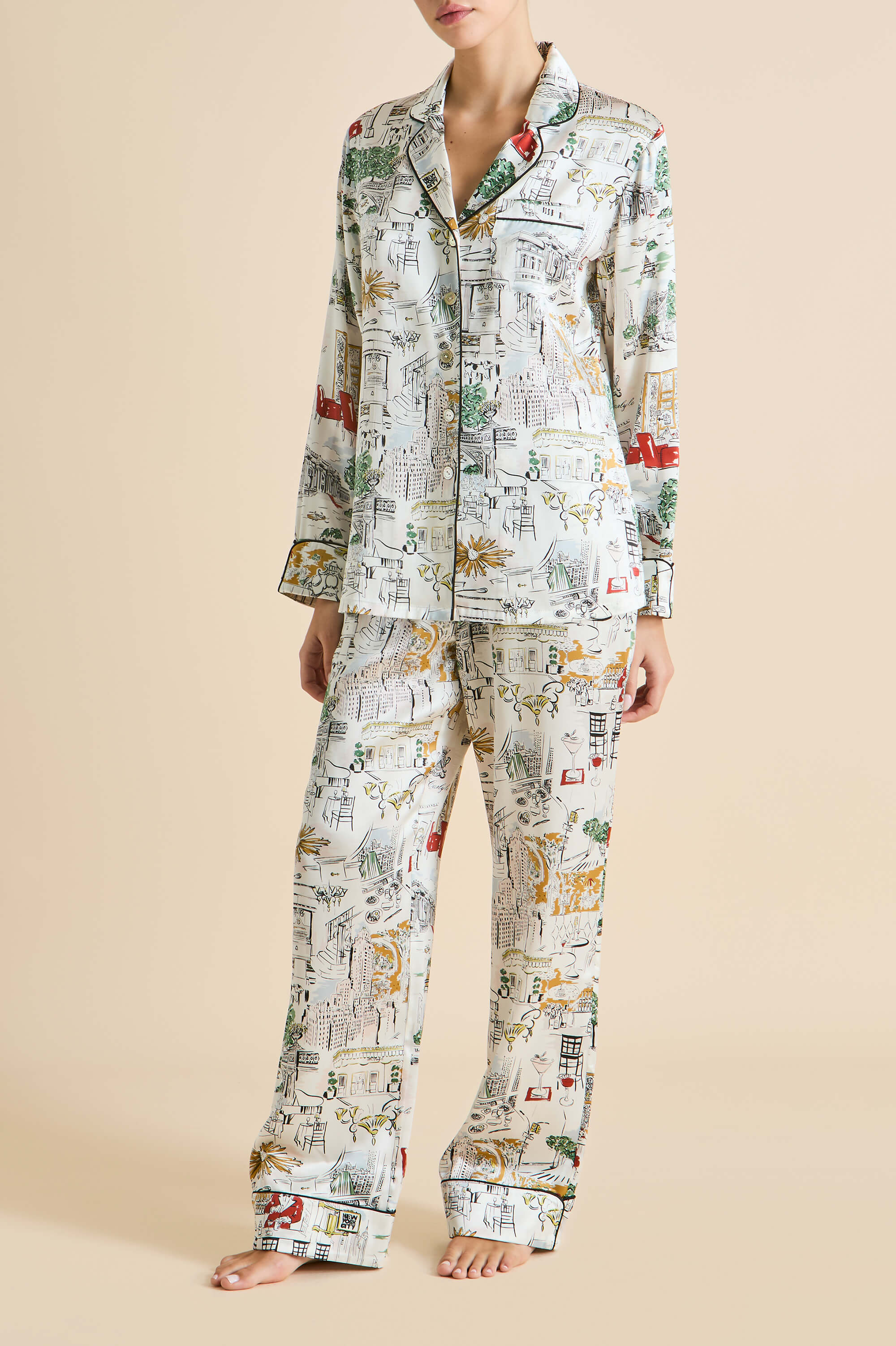 オリーヴ 様　LEONARD PARIS 白　ズボン　　15 Lila Carlyle Ivory Pajamas in Silk Satin |Olivia von Halle