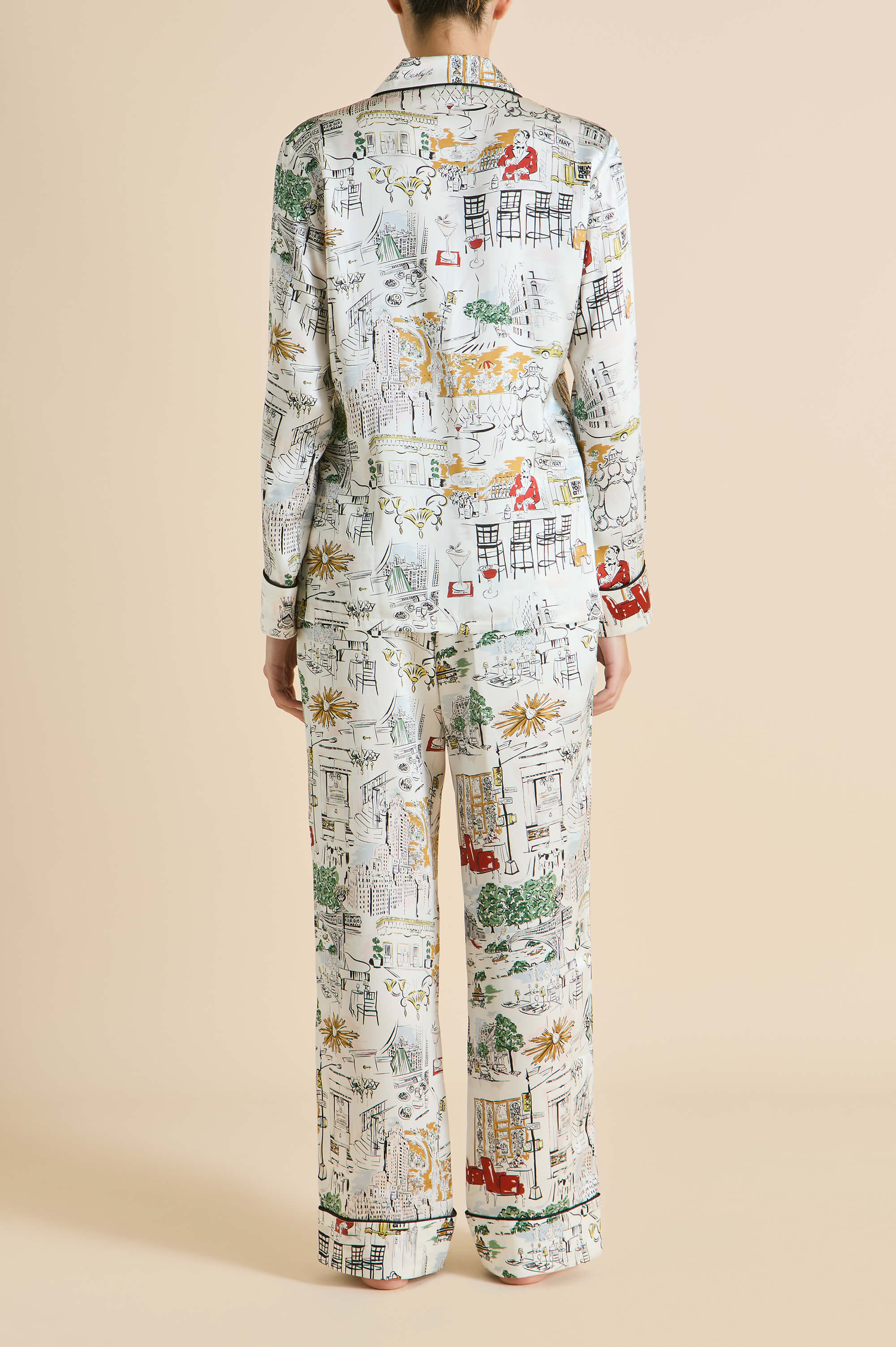 Lila Carlyle Ivory Pajamas in Silk Satin