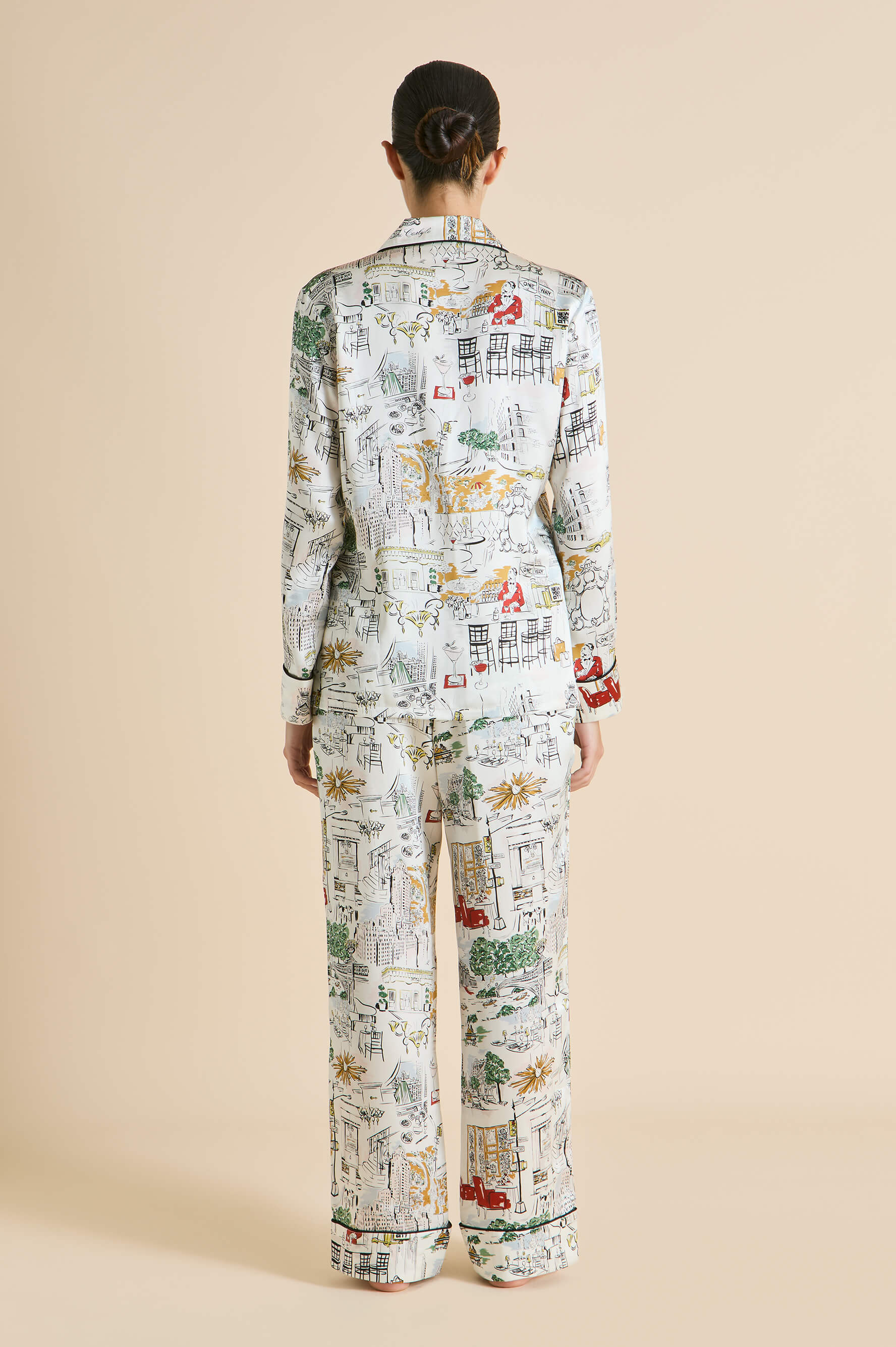 Lila Carlyle Ivory Pajamas in Silk Satin |Olivia von Halle