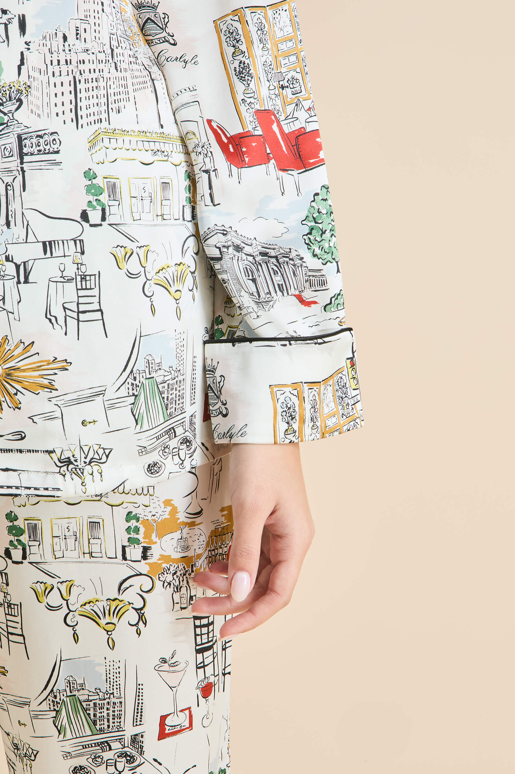 Lila Carlyle Ivory Pajamas in Silk Satin |Olivia von Halle